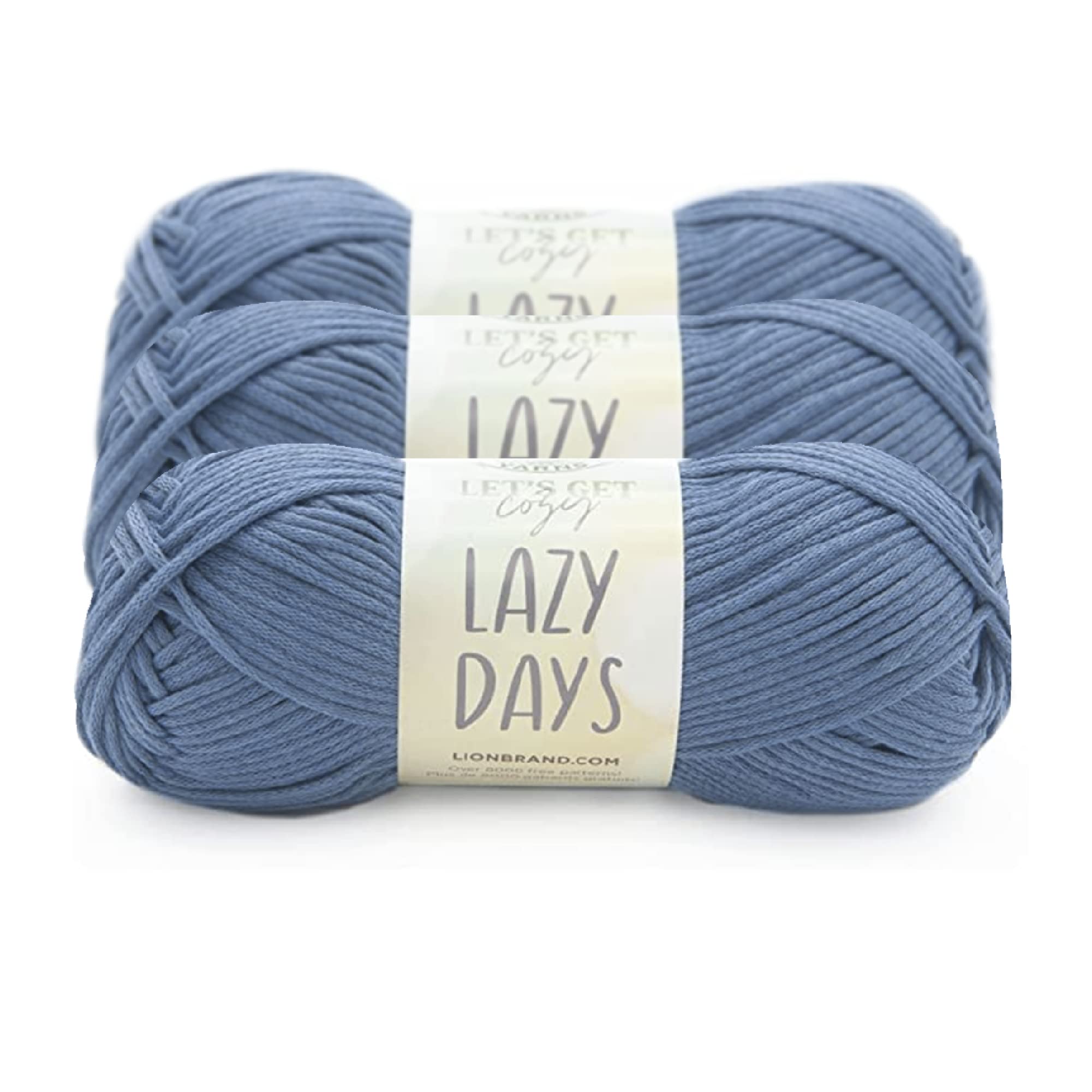 (3 Pack) Lion Brand Yarn Lazy Days Yarn - Soft & Chunky Bluebell Yarn for Knitting & Crocheting Projects - Perfect for Blankets, Scarves and DIY Crafts