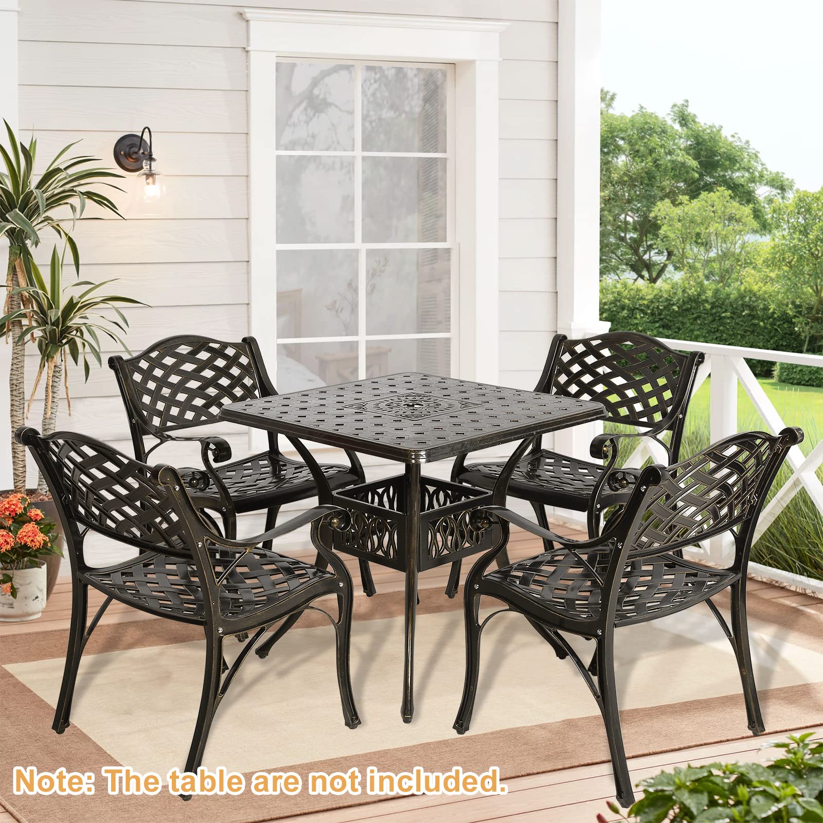 2-Piece Outdoor Cast Aluminum Patio Chairs Set - Durable Bistro Dining Chairs for Garden, Deck & Backyard - Elegant Lattice Weave Design - Perfect for Outdoor Dining, Lounging & Entertaining