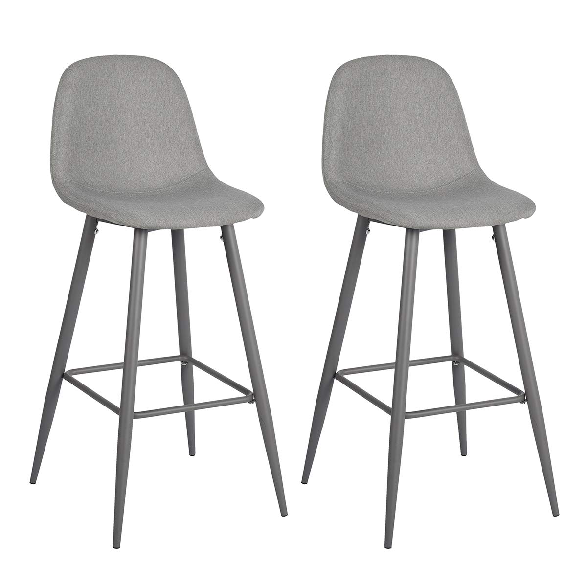ZNLLS Modern Bar Stools Set of 2 - Mid-Century Counter Height Upholstered Barstools with Soft Back & Footrest - Kitchen Island & Home Bar Counter Stools for Dining & Entertaining