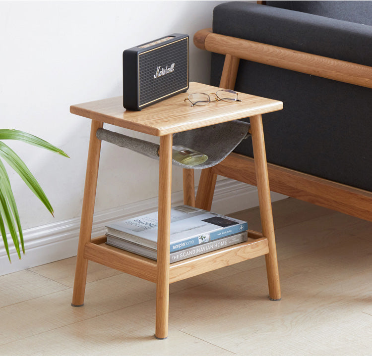 Solid Oak Wood Modern Nordic Side Table - Stylish End Table for Living Room, Bedroom, or Office - Perfect for Coffee, Books, and Decor