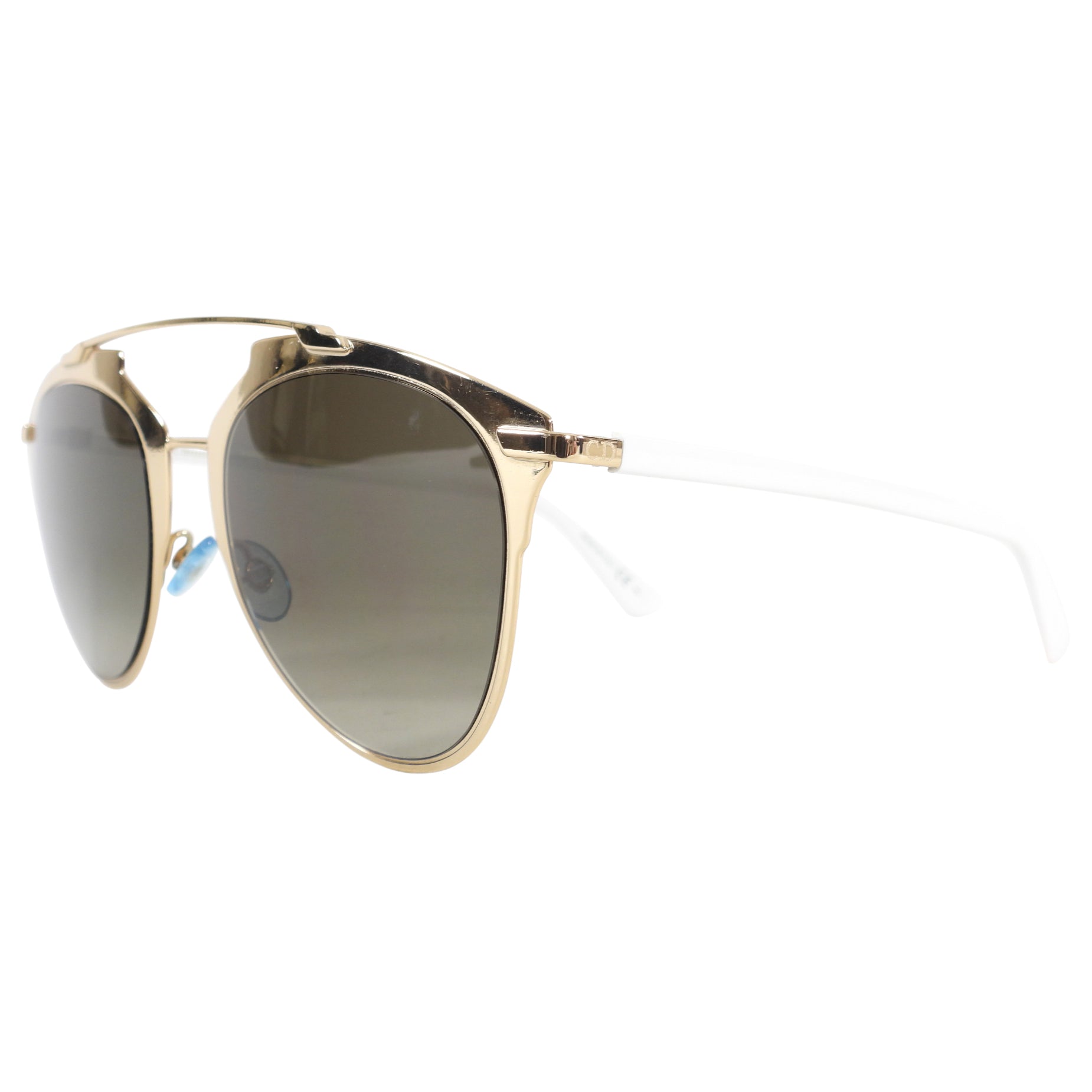 Dior Reflected Gold Sunglasses with White Arms - Luxury Designer Shades for Women & Men - Perfect for Beach, Driving & Fashion Outfits