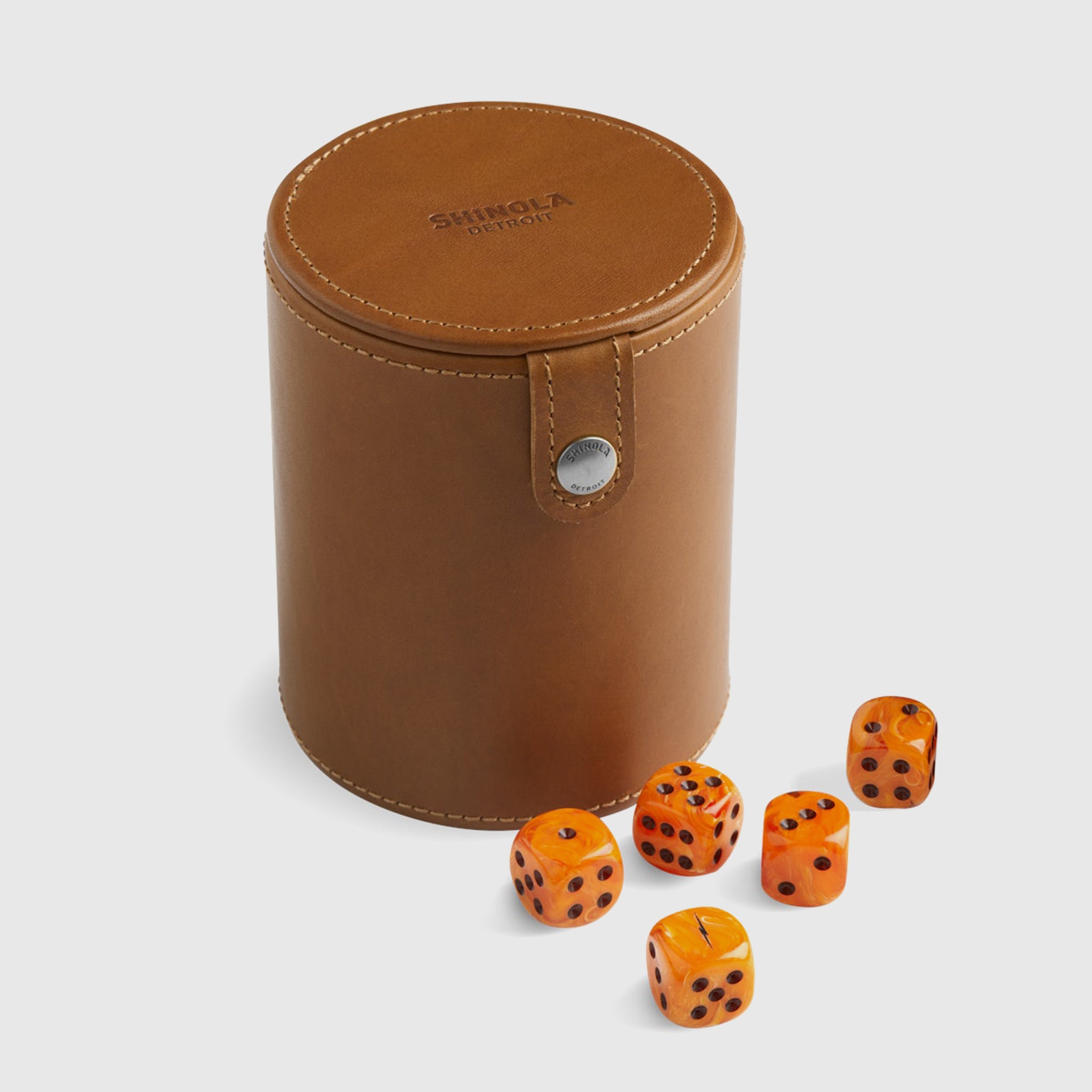 Premium Leather Dice Cup with 5 Polyhedral Dice Set - Perfect for Dungeons & Dragons, Board Games & Casino Night Entertainment
