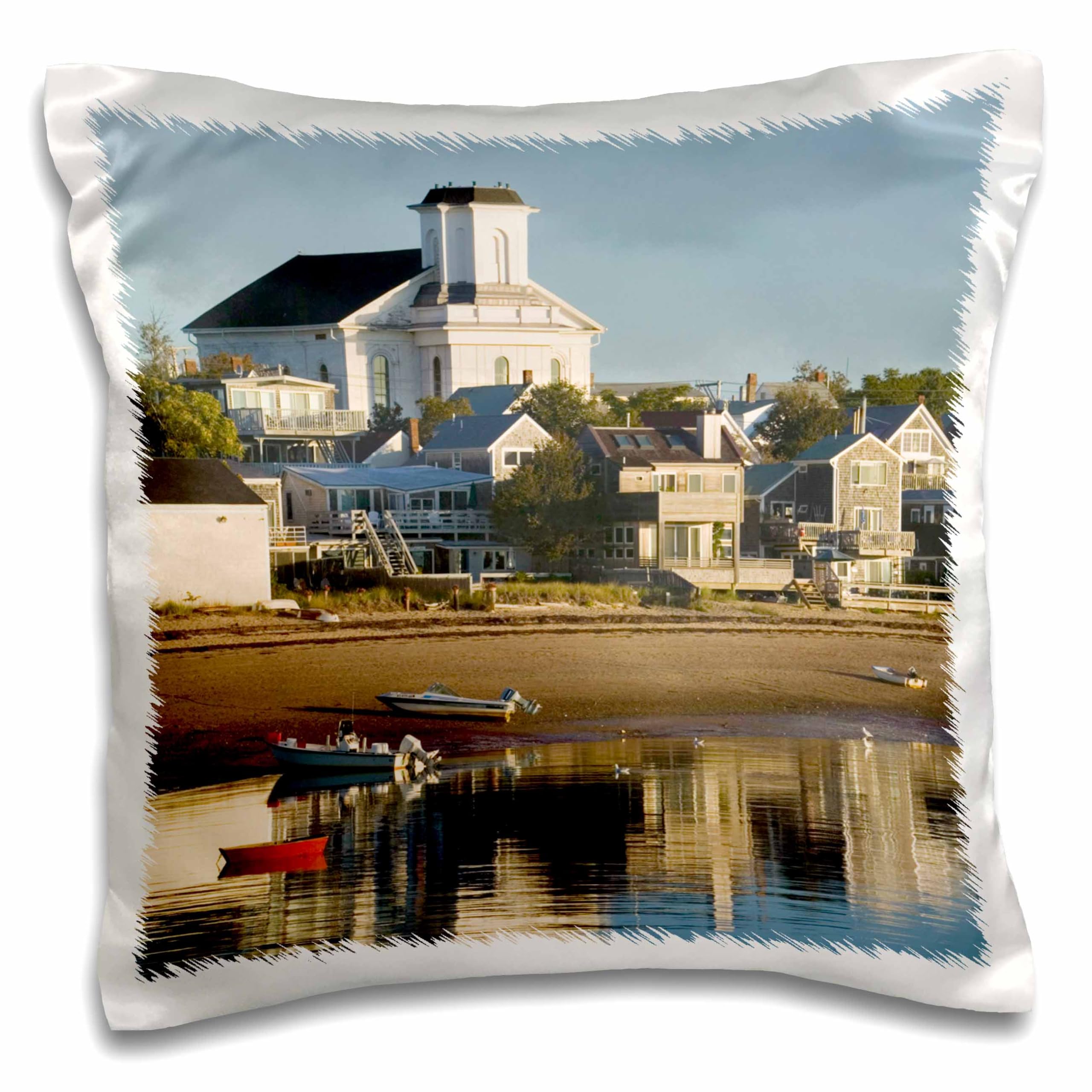 3D Rose Massachusetts Cape Cod Provincetown Pillow Case 16x16 Inches - Walter Bibikow Photography - Coastal Home Decor for Living Room, Bedroom, Beach House