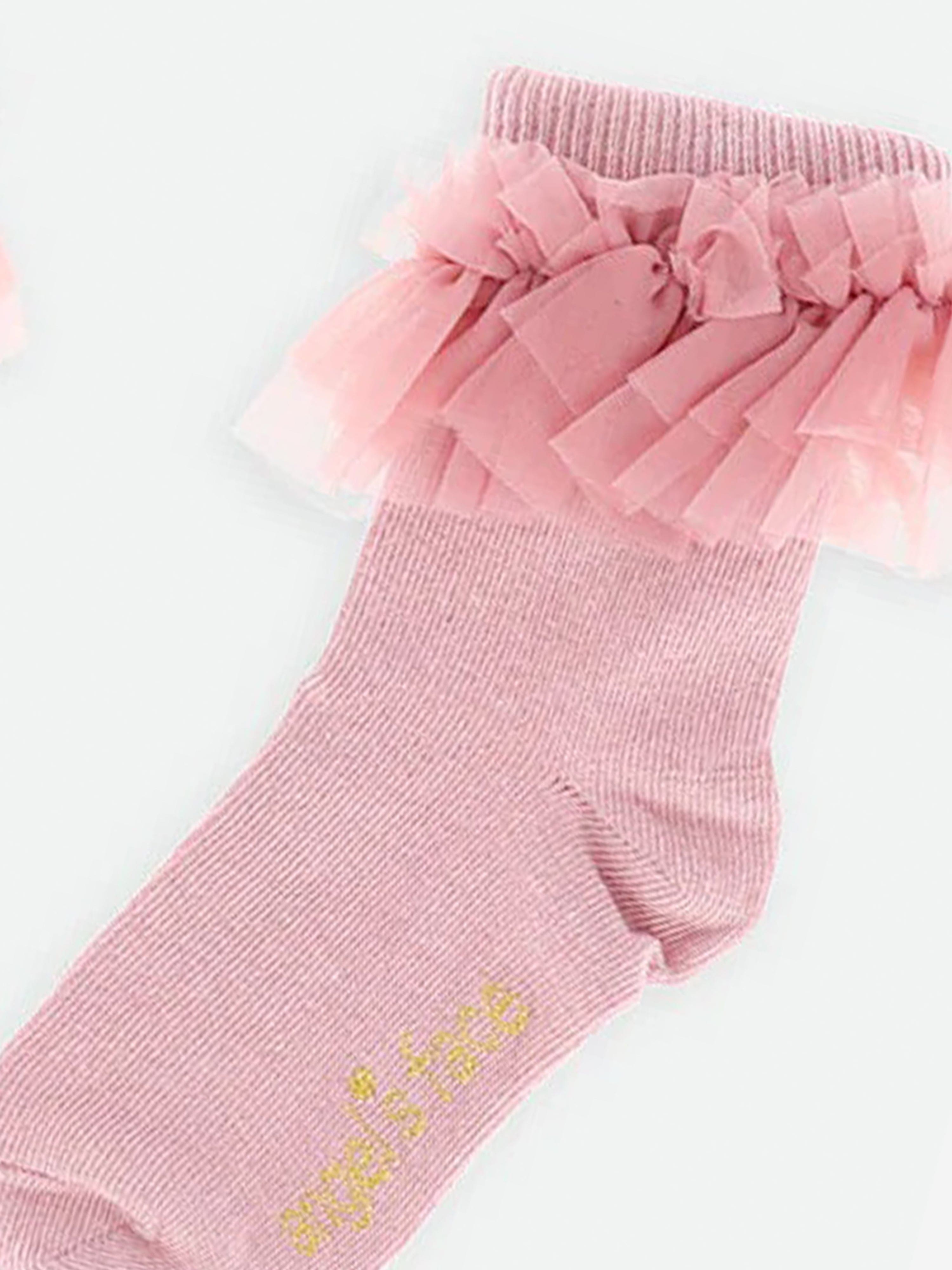 Angels Face Girls Frilly Socks - Pink Lace Trim Ankle Socks for Toddlers & Kids | Perfect for Dress Up, Parties, and Everyday Fashion