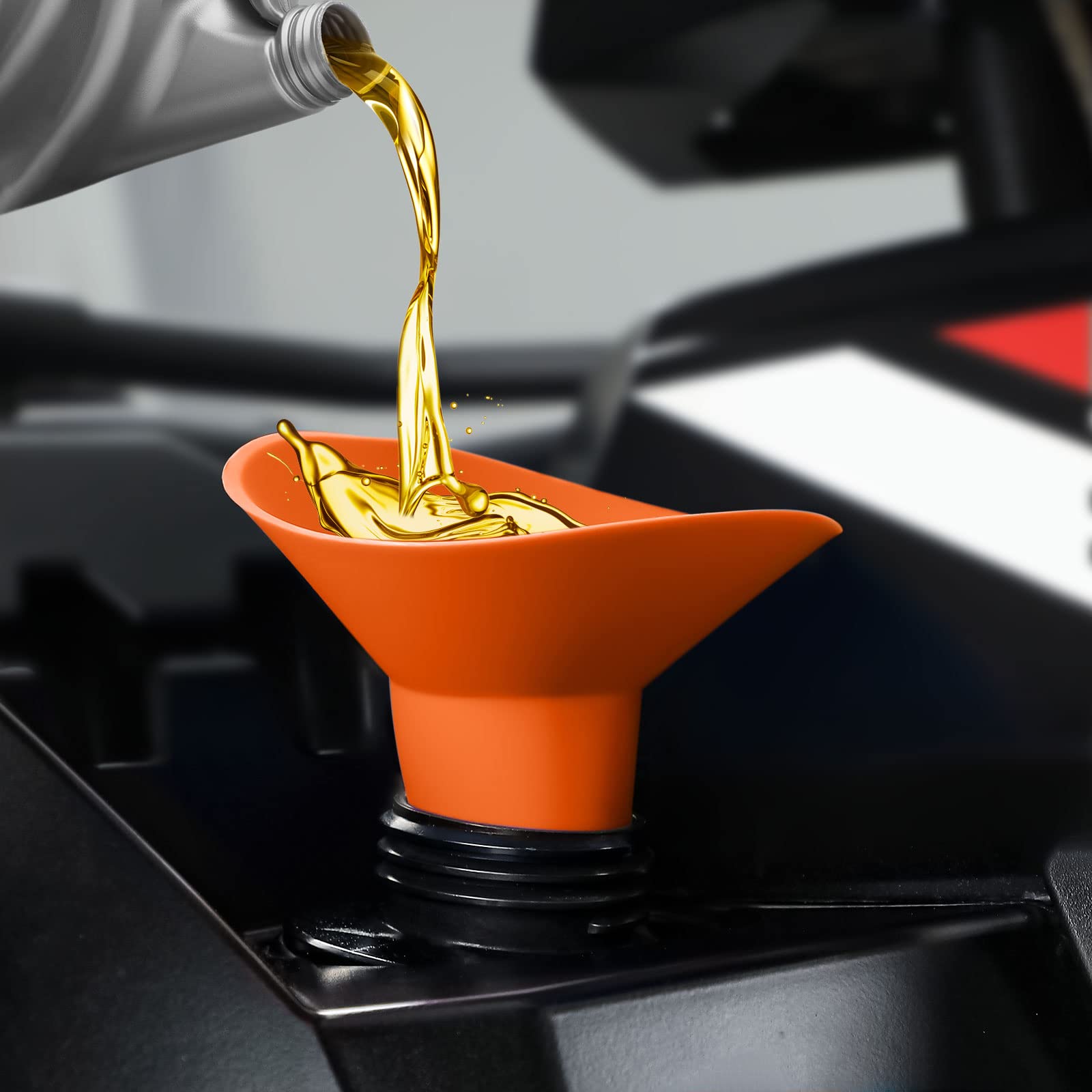 Kemimoto Flexible Silicone Oil Funnel for Can-Am Maverick X3 & Defender | Foldable Automotive Oil Change Funnel | Compatible with UTV, ATV, Cars, Motorcycles & Trucks | Perfect for Garage Maintenance & Off-Road Vehicle Care