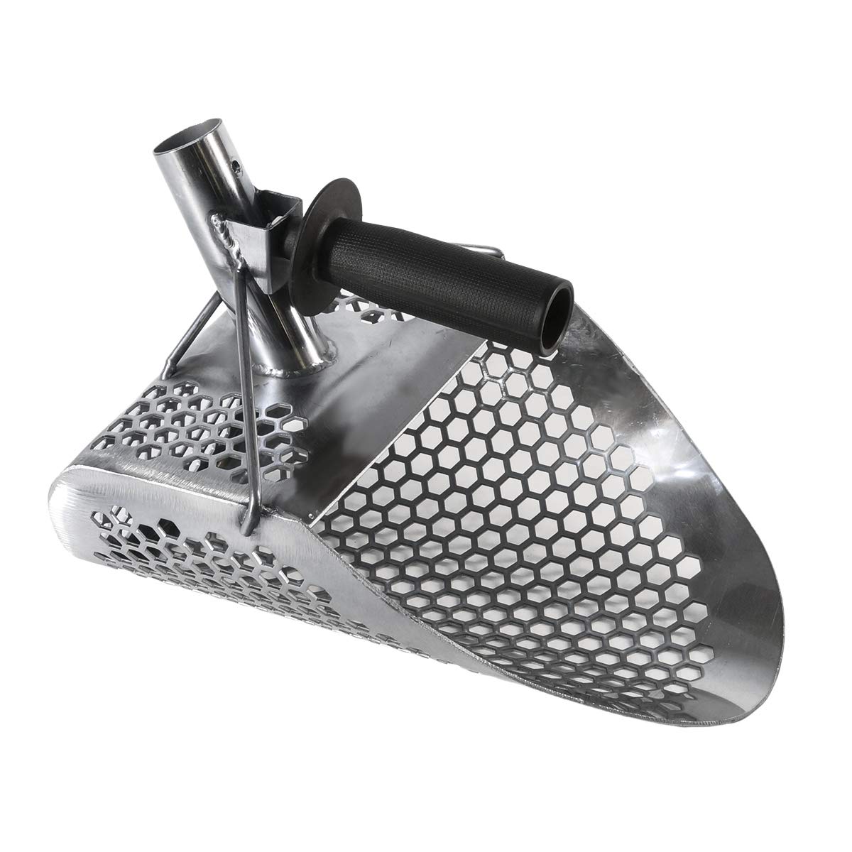 Premium Stainless Steel Beach Sand Scoop for Metal Detecting - Lightweight Carbon Fiber Pole with Handle & String - Hydra 11x8 Round - Perfect for Treasure Hunting, Beachcombing & Outdoor Adventures