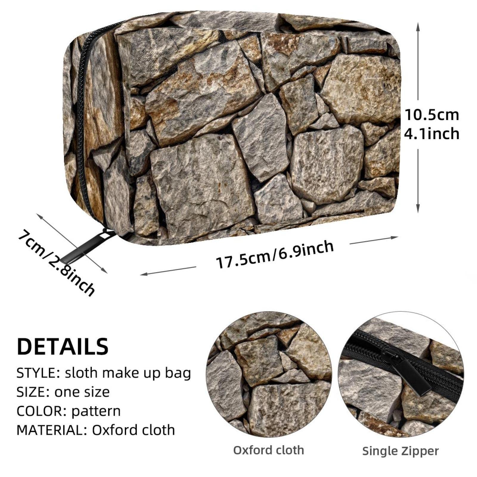 Waterproof Cosmetic Zipper Pouch - Travel Makeup Bag for Women, Durable Toiletry Organizer with Stones Wall Design | Perfect for Travel, Gym & Daily Essentials Storage