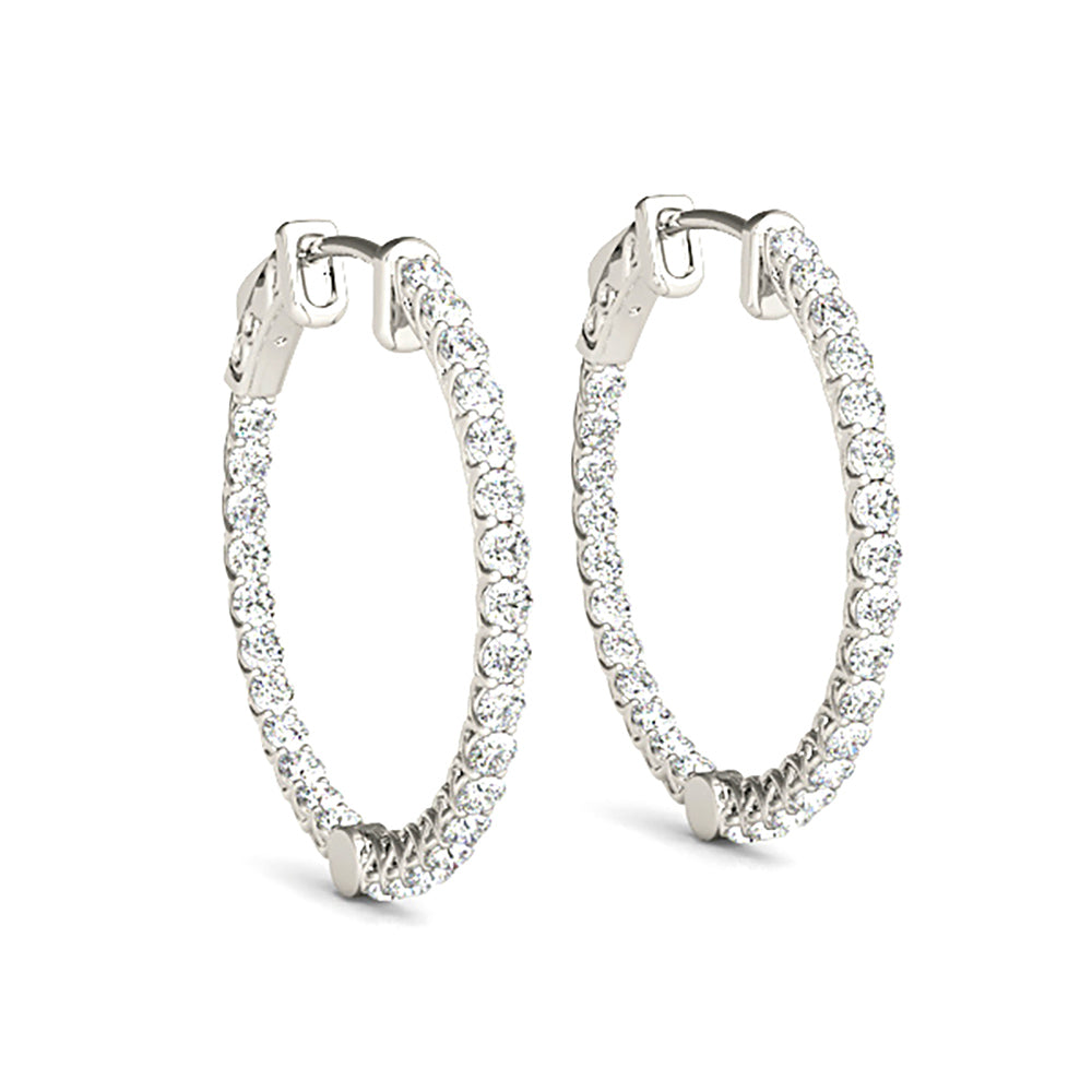2.00 Carat Diamond Hoop Earrings Inside-Out Style - Elegant Dangle Earrings for Women, Perfect for Weddings, Parties & Everyday Wear