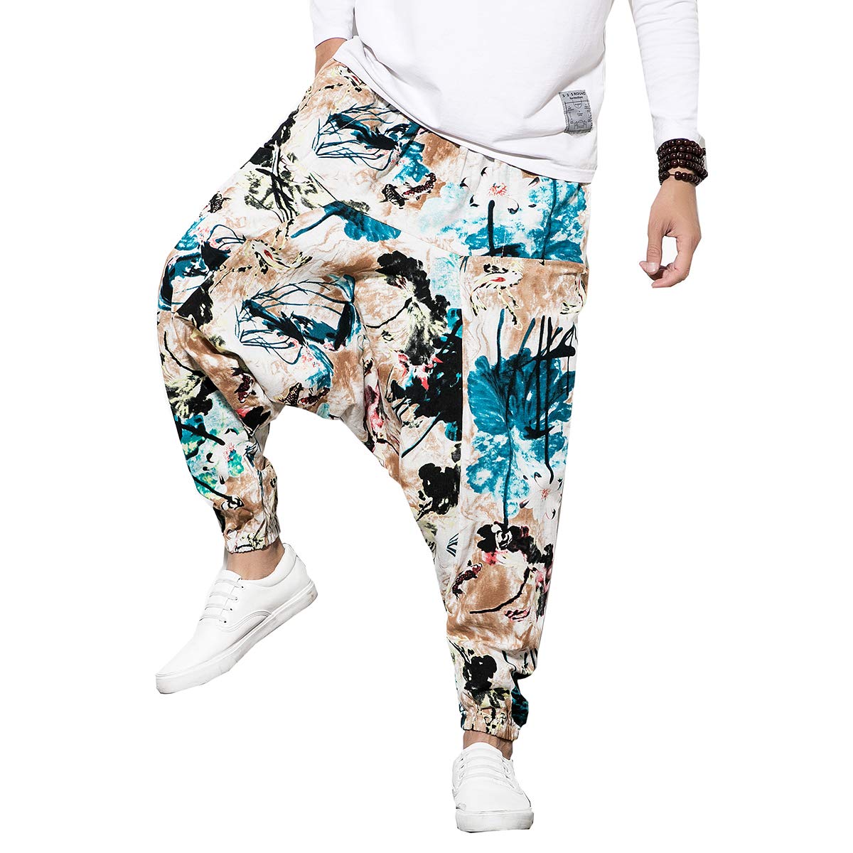 Seidarise Men's Harem Pants - Drop Crotch Lounge Pants, Plus Size Genie Pants for Yoga, Jogging & Casual Wear - Comfortable Balloon Pants for Meditation, Home & Street Fashion