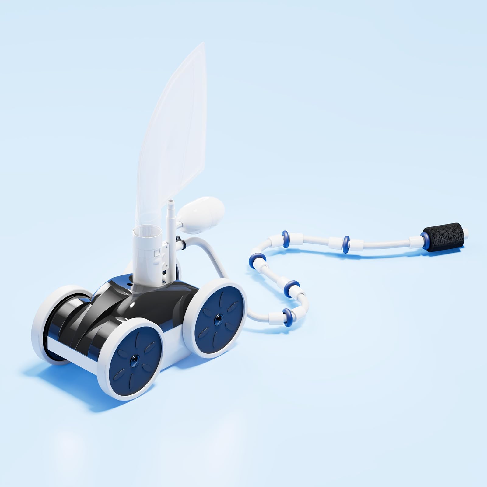 **Pool Pressure Side Sweeper - 4-Wheel Professional Swimming Pool Cleaner for Efficient Debris Removal | Ideal for In-Ground & Above Ground Pools**
