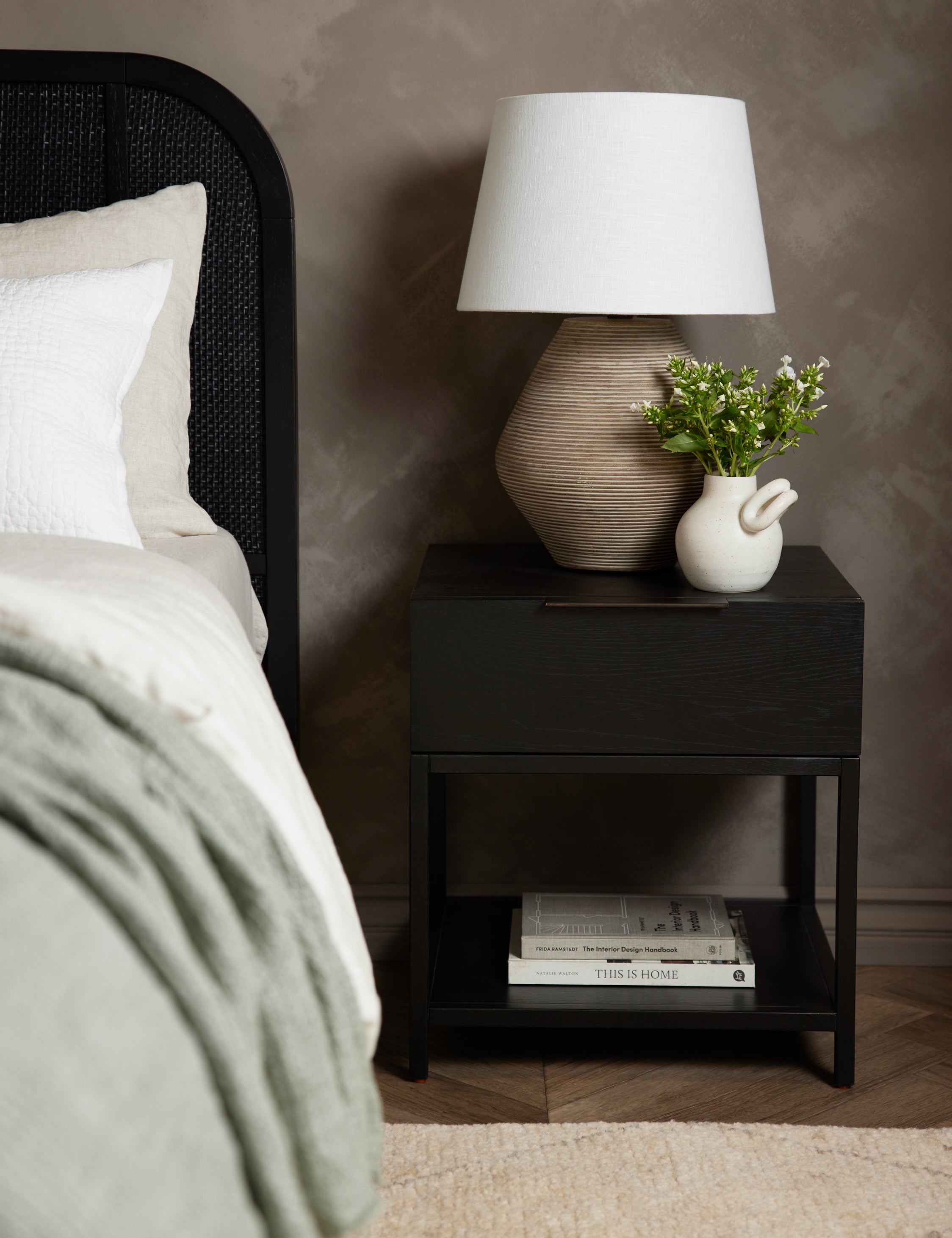 Modern Dana Nightstand with Drawer - Wooden Bedside Table for Bedroom, Living Room & Office - Compact Storage Cabinet with Shelf