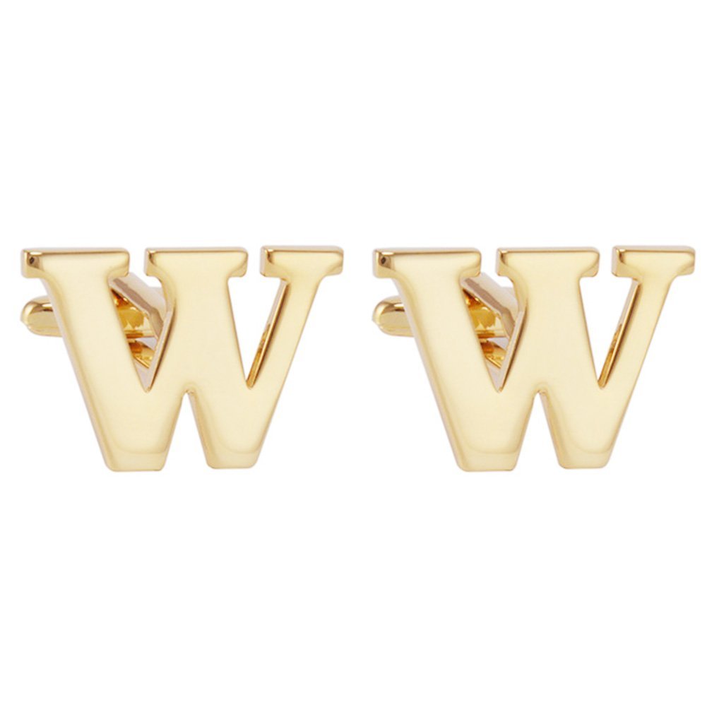 Stylish Men's Gold Alphabet Cufflinks - Premium 1 Pair Set with Elegant Gift Box - Perfect for Weddings, Business Meetings & Formal Occasions