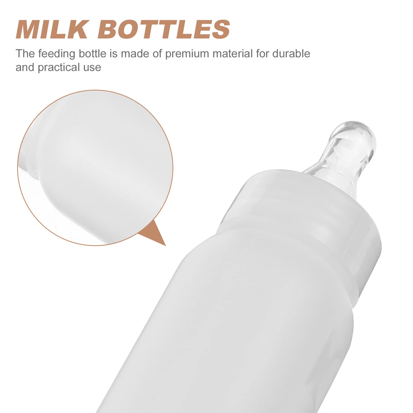 6-Pack 250ml White Lamb Feeding Bottles - Goat Milk Bottle & Calf Feeder for Sheep, Lambs, and Baby Animals - Perfect for Farm, Ranch, and Pet Care