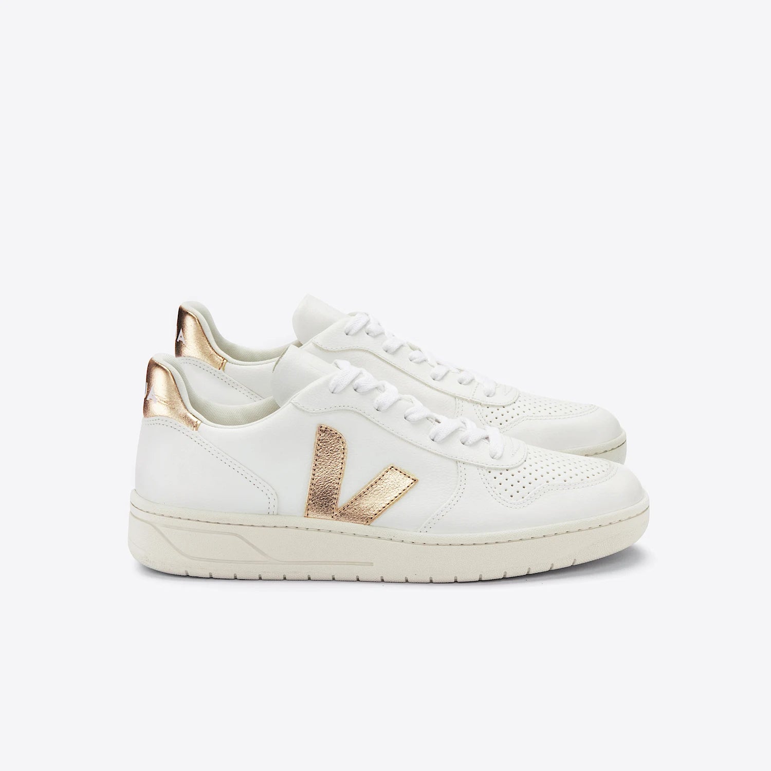 Veja Women's V 10 Leather Sneakers in White Platine - Stylish & Comfortable Vegan Shoes for Casual Wear, Work & Everyday Outfits