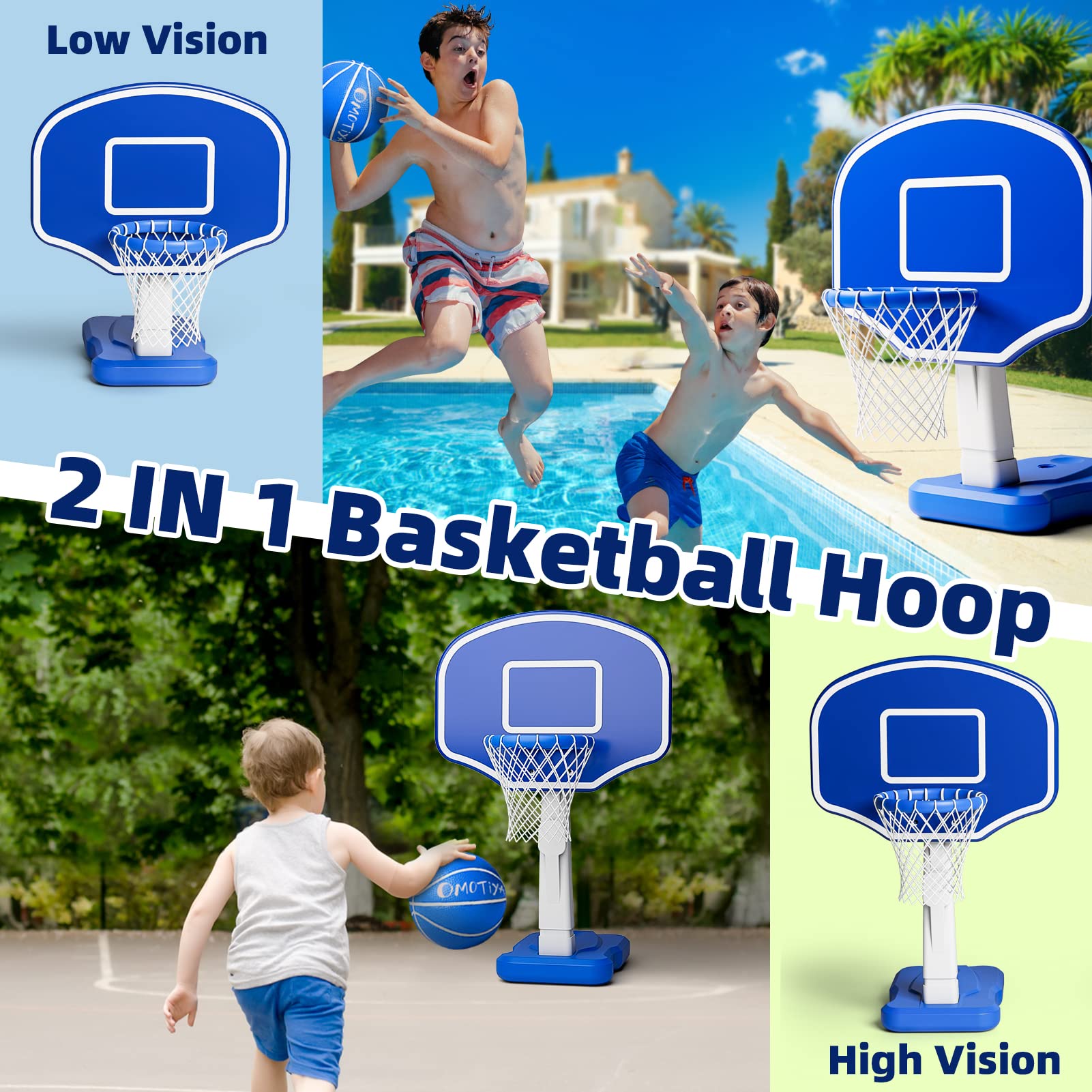 Best Inflatable Swimming Pool Basketball Hoop with Heavy Duty Base - Fun Water Game for Kids & Adults - Perfect for Backyard Pool Parties & Summer Activities