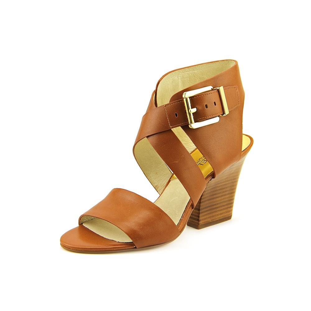 MICHAEL Michael Kors Women's Adriana Leather Sandals - Comfortable Luggage Vachetta Strappy Heels for Summer, Beach, Vacation & Casual Outings