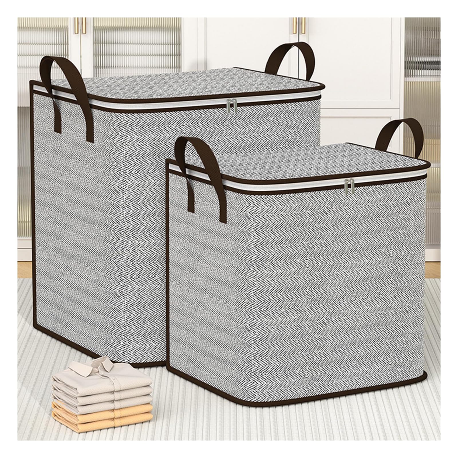 Space Saving Storage Bags - Large 150L (56 x 45 x 56cm) Non-Woven Zipper Clothes Organizer, Vacuum Sealable Moving & Quilt Storage Solution for Closet, Travel, Seasonal Wardrobe Organization