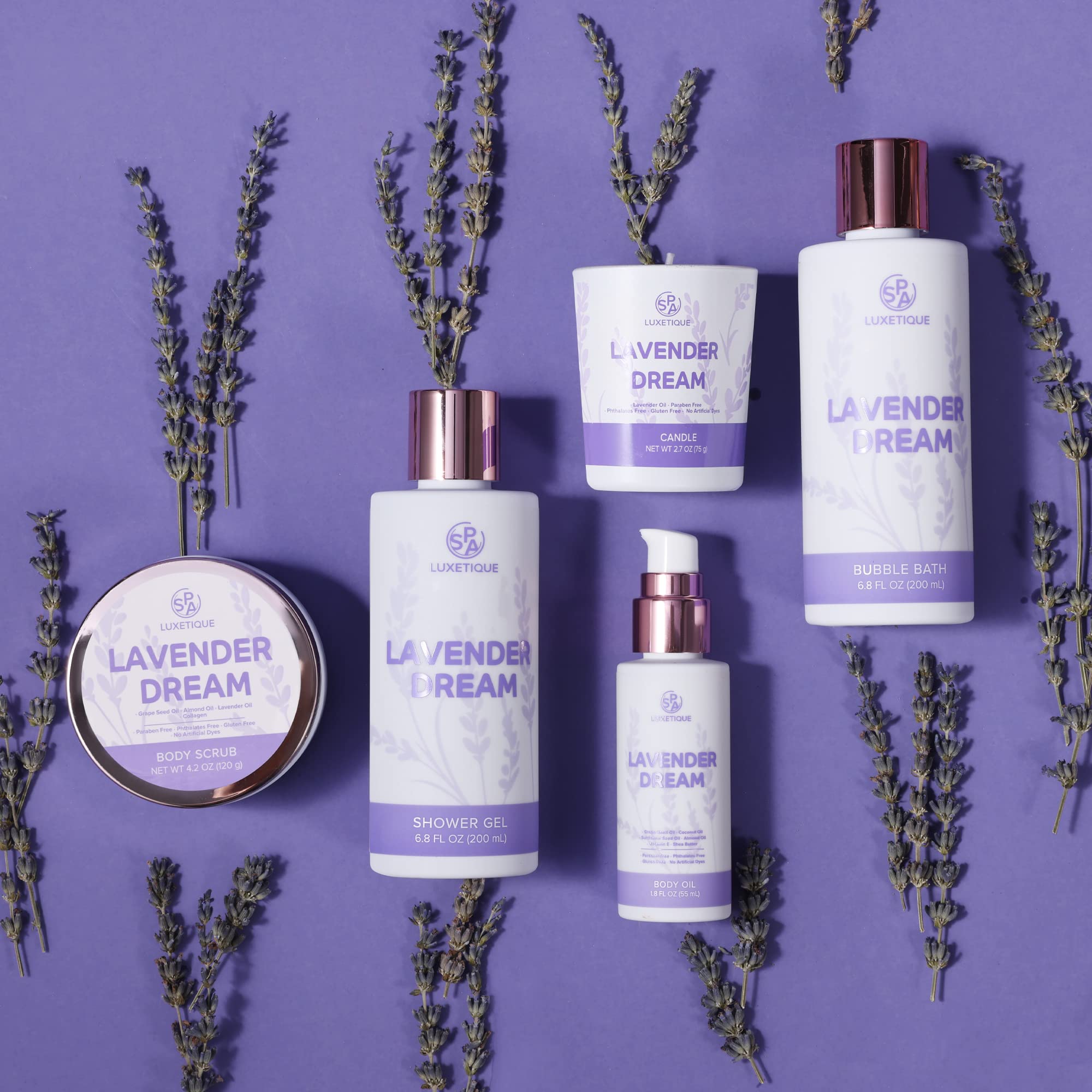 Luxury 8-Piece Lavender Spa Gift Set for Women - Relaxing Self Care Kit with Bath Salts, Candles & More - Perfect for Birthday, Anniversary & Mother's Day Gifts
