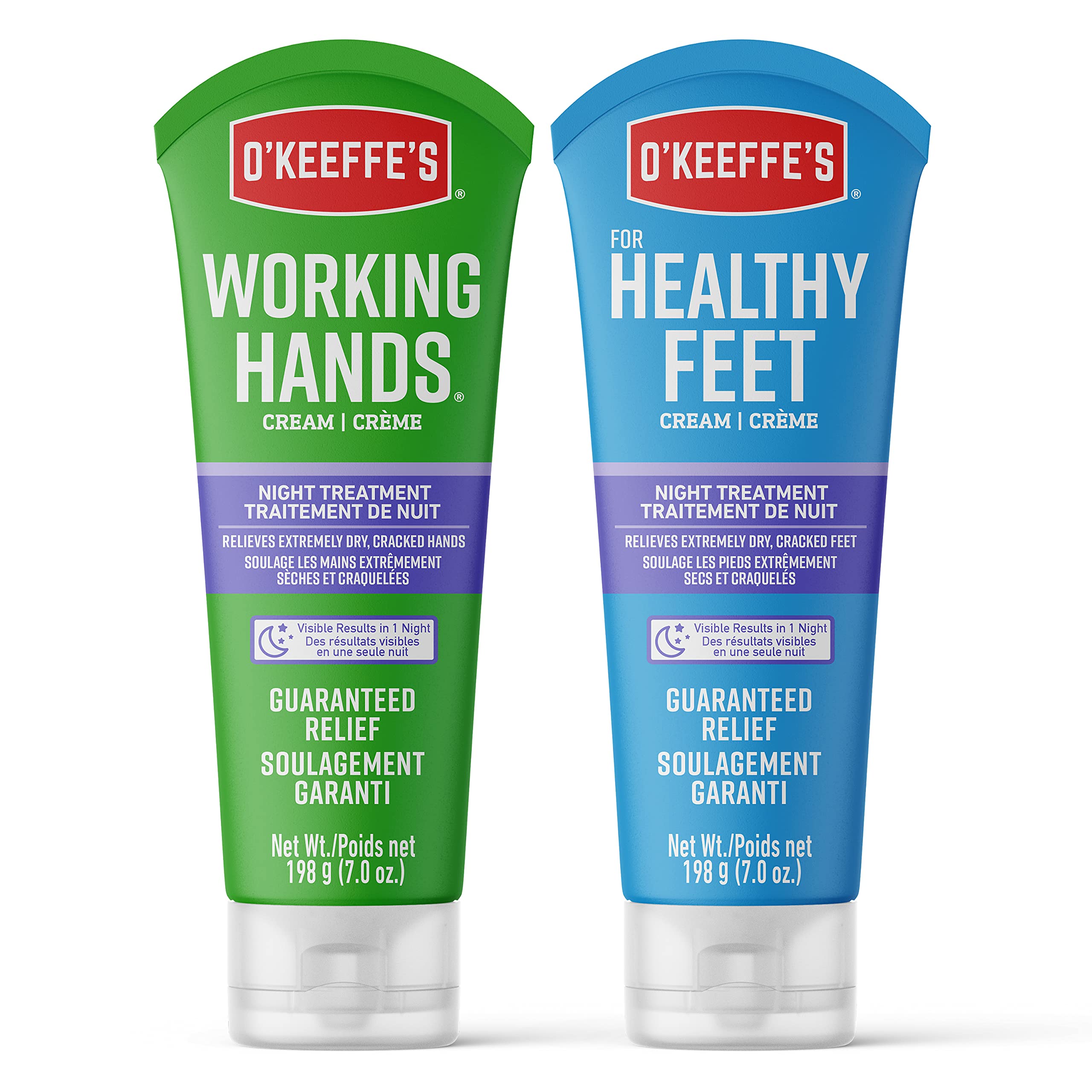 O'Keeffe's Working Hands Night Treatment Hand Cream & Healthy Feet Foot Cream - 7 oz - Intense Moisturizer for Dry, Cracked Skin - Perfect for Overnight Repair and Daily Use at Work or Home