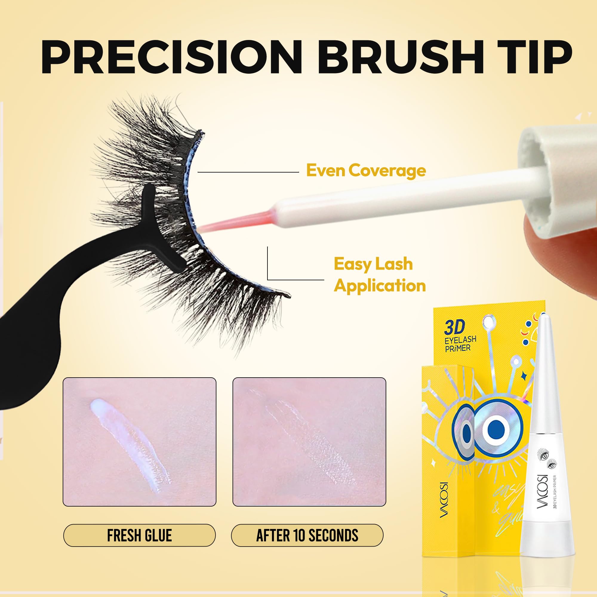 8ml Clear False Eyelash Glue - Super Strong Hold Waterproof Adhesive for Eyelash Extensions, Clusters & Strips | Latex-Free, Long Lasting Brush-On Formula | Perfect for Daily Wear, Special Occasions & Professional Use