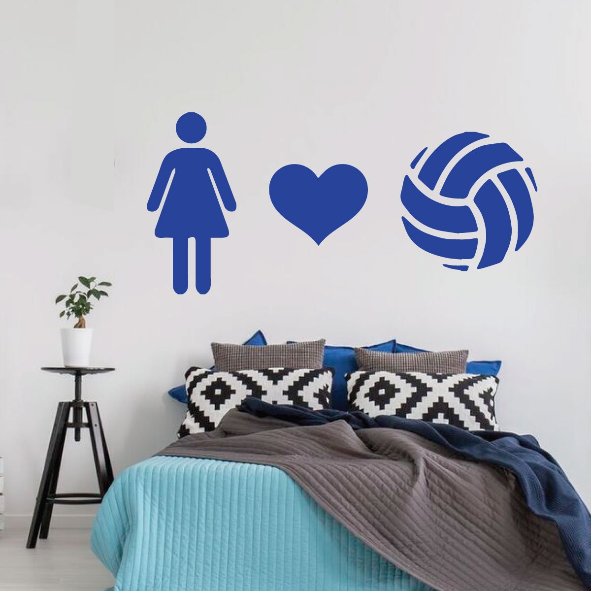 Volleyball Wall Decal - Heart-Shaped Vinyl Sticker for Girls Room Decor - Sports Themed Bedroom & Playroom Wall Art - Perfect for Teen Bedrooms, Sports Lovers & Volleyball Fans