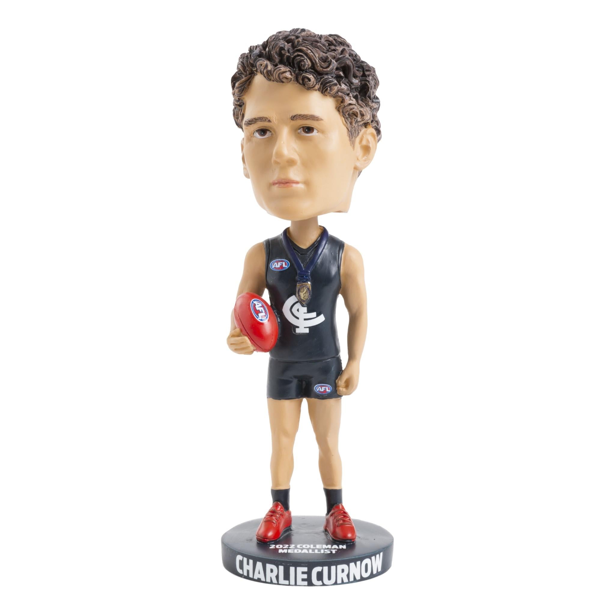 Carlton Blues AFL Charlie Curnow 2022 Coleman Medalist Bobblehead - Perfect for AFL Fans, Sports Collectors & Office Desk Decor