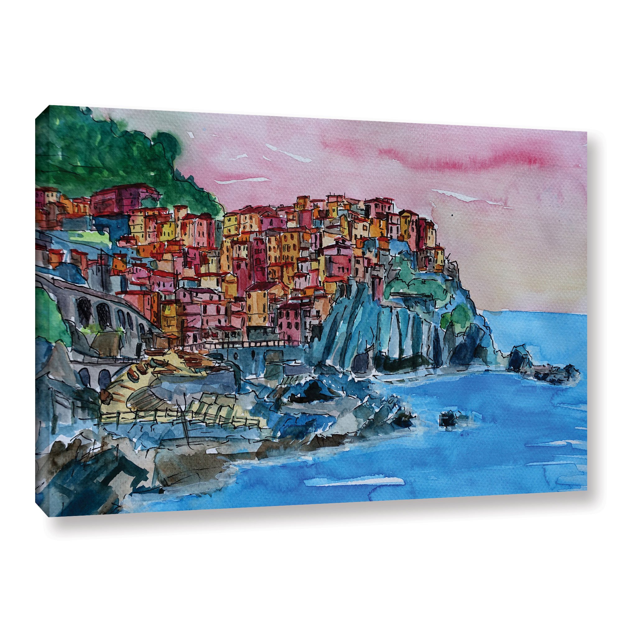 Marcus/Martina Bleichner 'Manarola Cinque Terre Dream' 16x24 Gallery Wrapped Canvas Wall Art - Perfect for Living Room, Bedroom & Office Decor