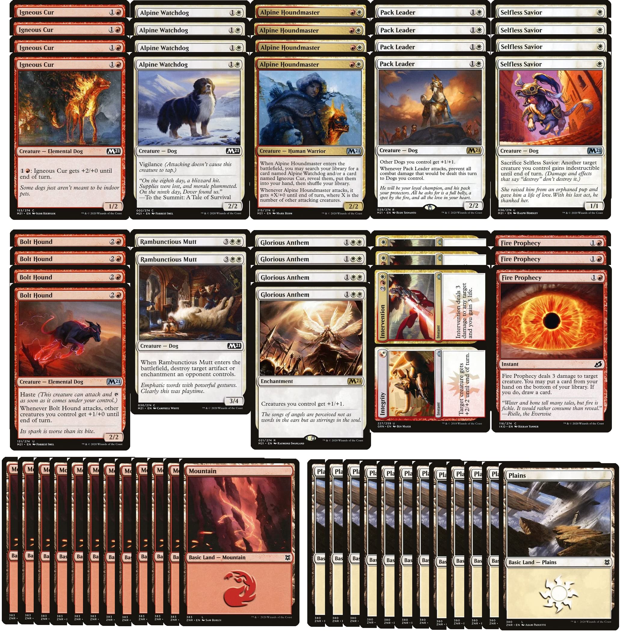 Powerful Boros Red White Dog Deck - Modern Legal MTG 60 Card Deck - Custom Built for Competitive Play - Perfect for Tournaments and Casual Magic The Gathering Games