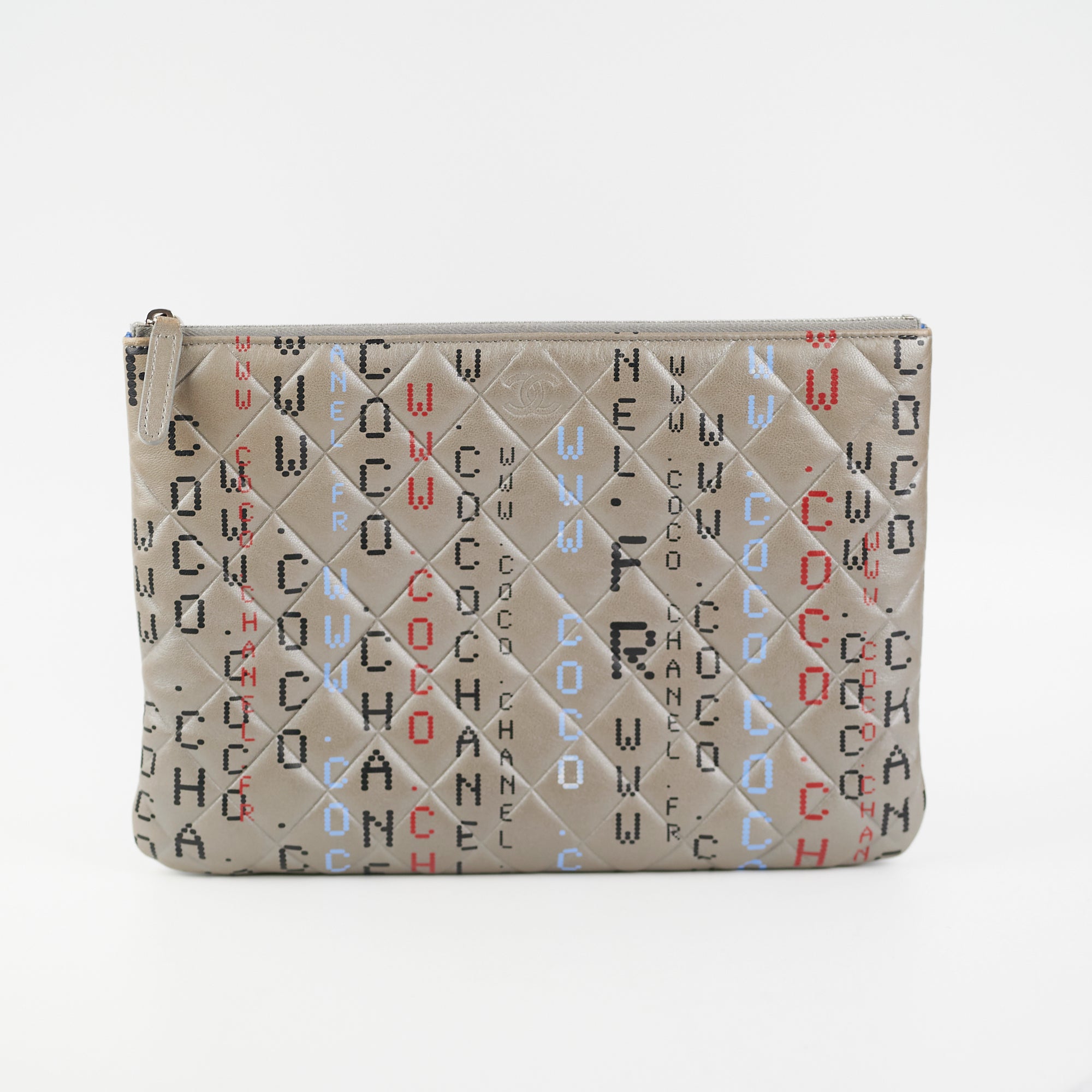 Chanel Medium O Logo Grey Pouch - Luxury Designer Cosmetic Bag for Women | Perfect for Makeup, Travel & Everyday Essentials