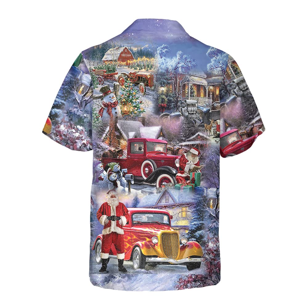 HYPERFAVOR Christmas Shirts for Men & Women - Santa Claus Hawaiian Shirt Set of 3 - Festive Holiday Party Outfits for Couples & Family Gatherings
