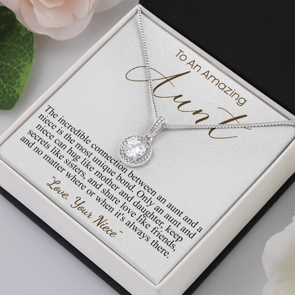 Personalized Jewelry Gifts for Aunt - Engraved Eternal Hope Necklace with Message Card - Meaningful Mother's Day Present for Bonus Mom, Stepmom & Special Women in Your Life - Perfect for Birthdays, Anniversaries & Appreciation Gifts