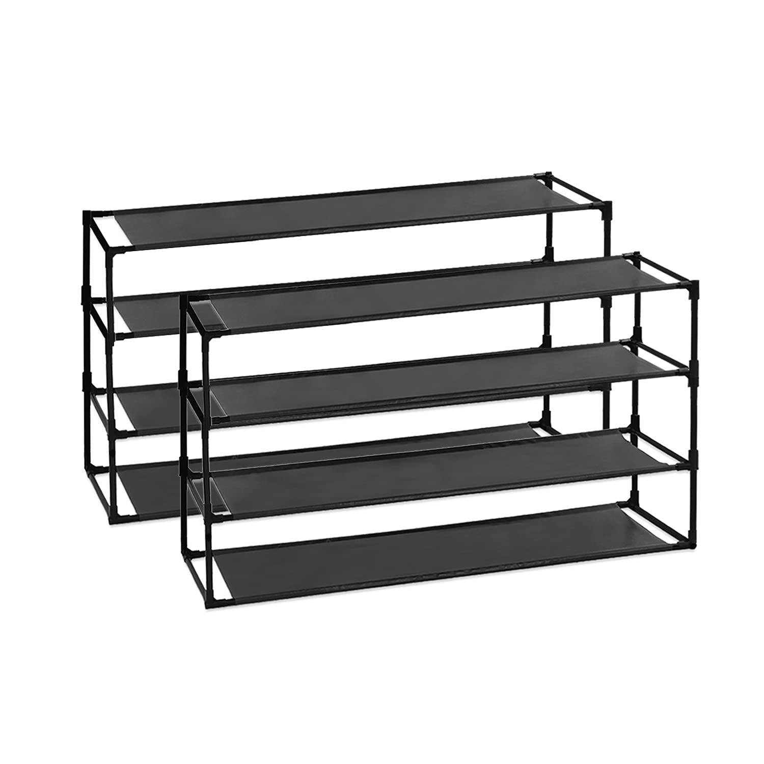 2-Pack 4-Tier Shoe Rack Organizer with Detachable Metal Frame & Non-Woven Fabric - Space Saving Shoe Storage Cabinet for Entryway, Hallway, Bathroom - Perfect for Small Spaces and Apartment Living