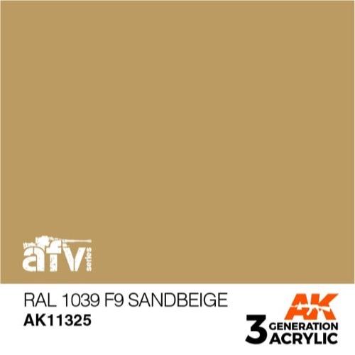 AK Interactive AK11325 AFV Series RAL 1039 F9 Sandbeige Acrylic Paint - 17ml Bottle - 3rd Generation Formula - Perfect for Military Model Kits & Miniature Painting