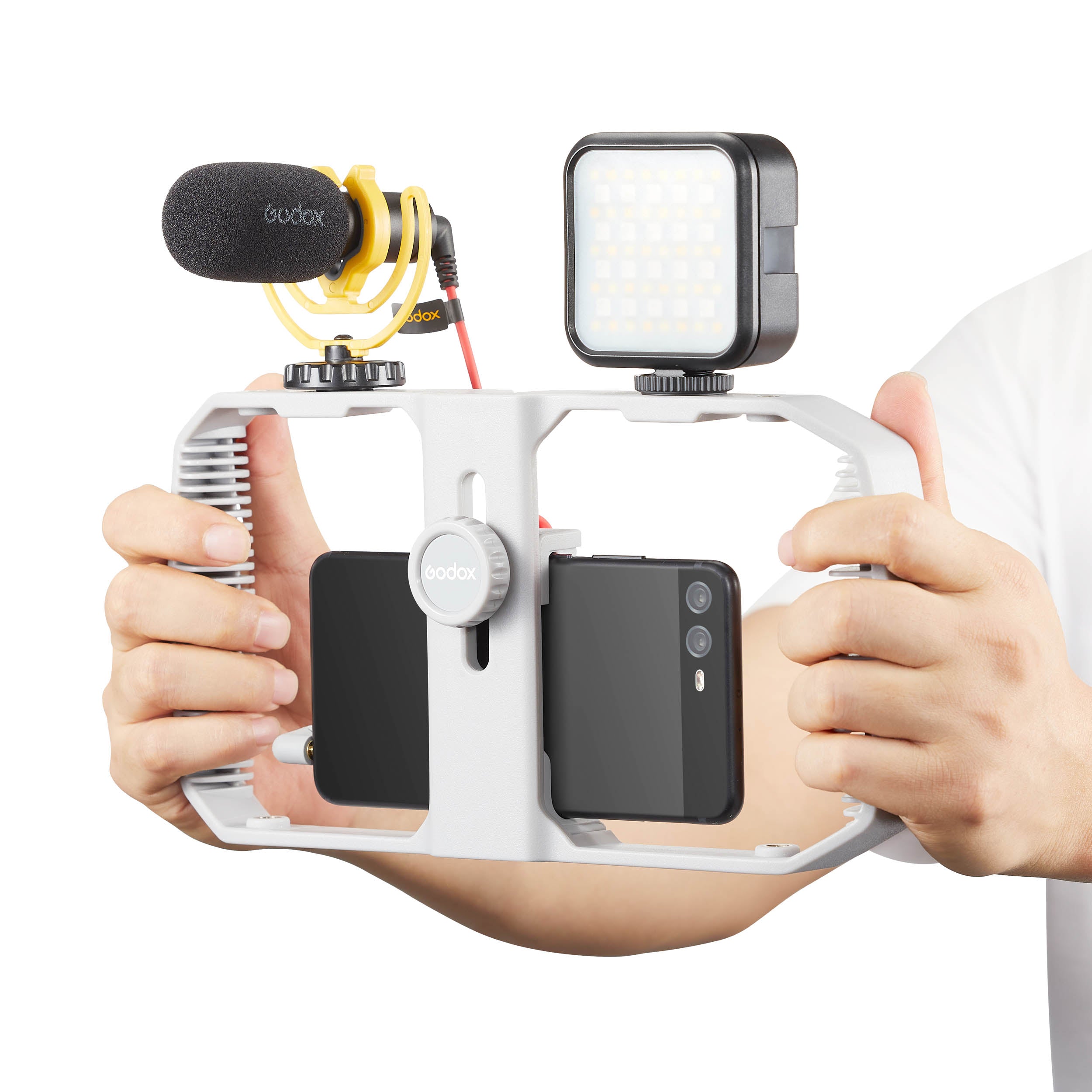 VK1 UC Vlogging Camera Kit for Smartphones - 4K HD Video Recording with Stabilizer, LED Light & Microphone - Perfect for YouTube, TikTok & Travel Vlogging