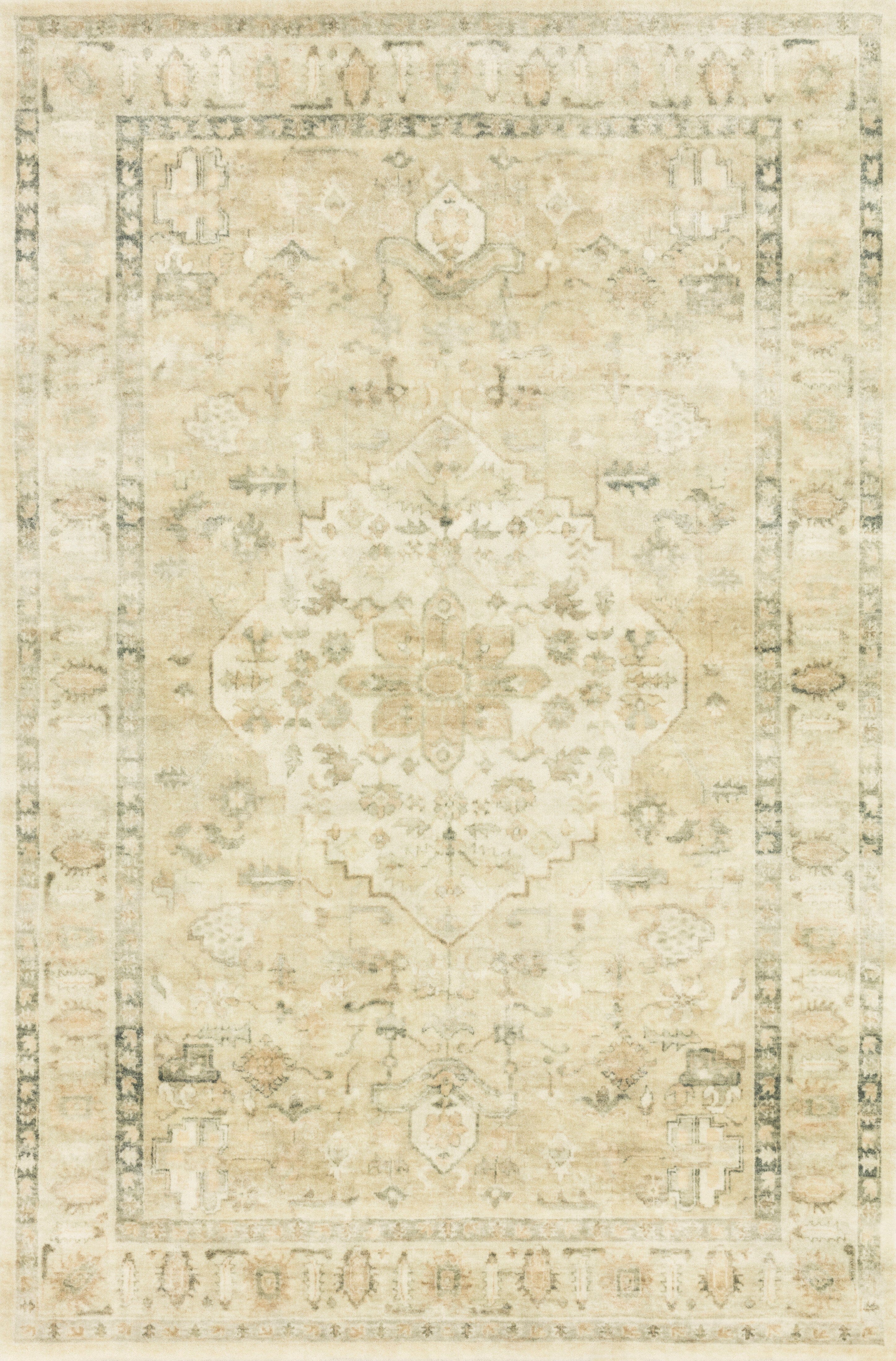 Loloi II Rosette Rug in Sand & Ivory - Soft Bohemian Area Rug for Living Room, Bedroom, or Dining Room Decor