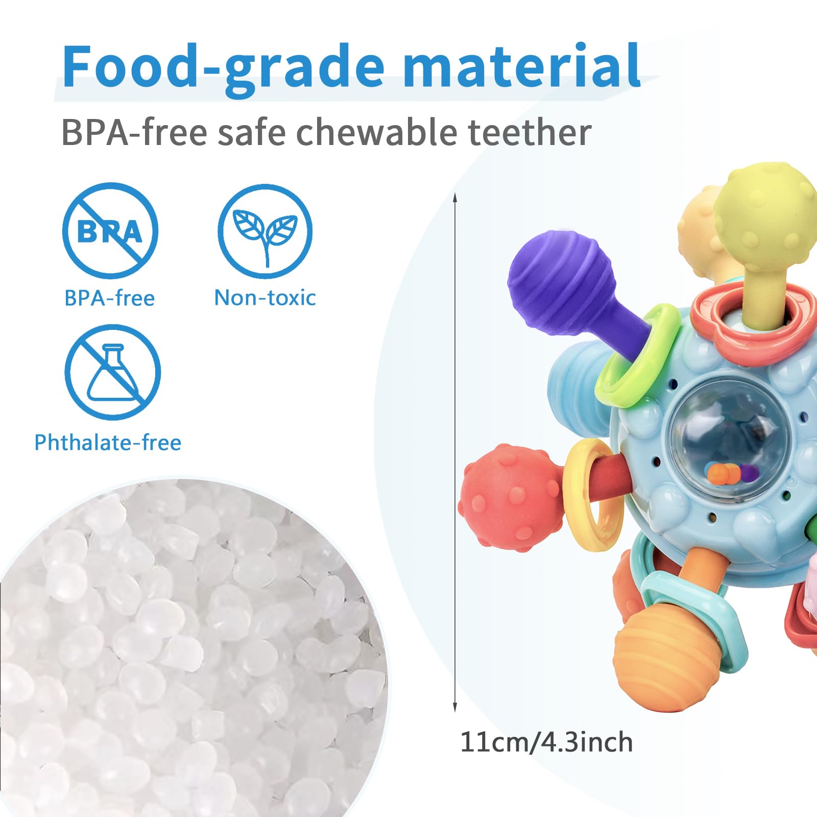 Accevo Baby Teething Toys - Soft Silicone Teether for Infants 6-12 Months | Soothing Chew Toy for Sore Gums, Montessori Sensory Toy for Newborns | Perfect for Daycare, Travel & Home Use