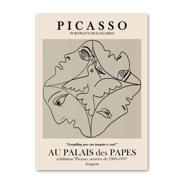 Picasso Outline Sketches Canvas Posters - Modern Art Wall Decor for Living Room, Bedroom & Office | Famous Artist Painting Prints for Home & Office Decoration