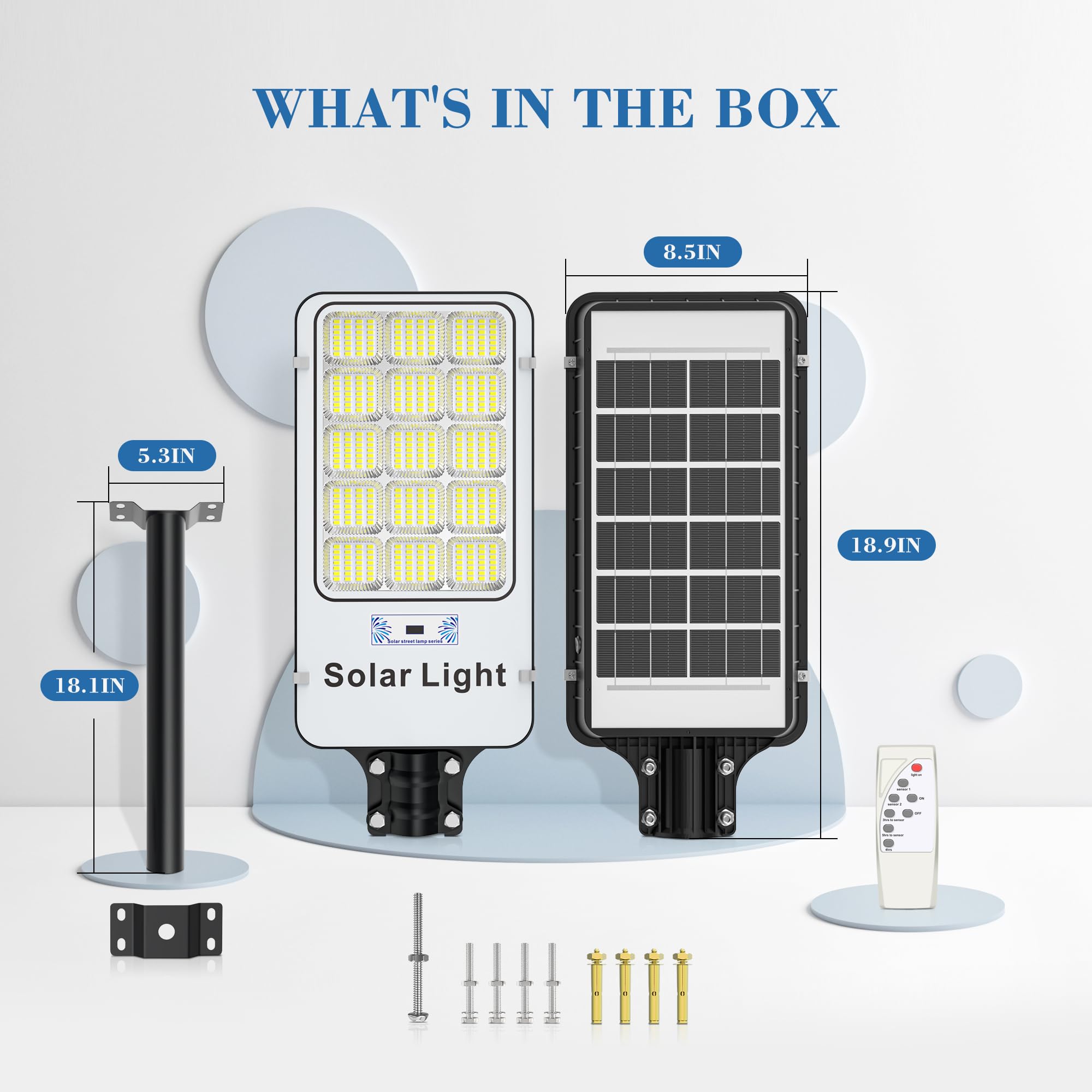 2000W Solar Street Lights Outdoor Waterproof - 6500K White Commercial Solar Parking Lot Lights with Motion Sensor, Dusk to Dawn, for Street, Yard, Garden, Pathway, Driveway, and Outdoor Security Lighting