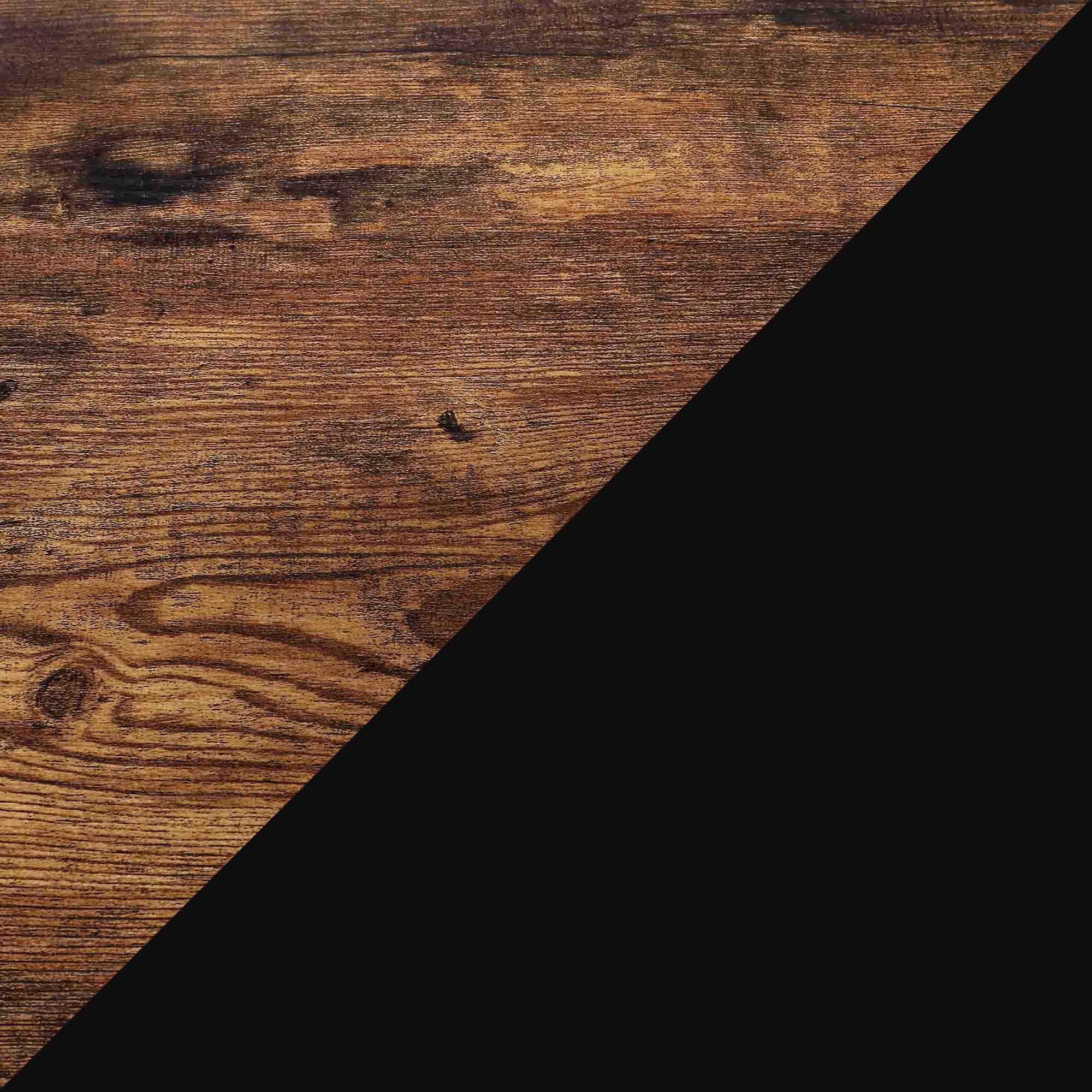 Oxford Coffee Table with Shelf - Rustic Barnwood & Black Finish - Perfect for Living Room, Lounge & Home Office Decor