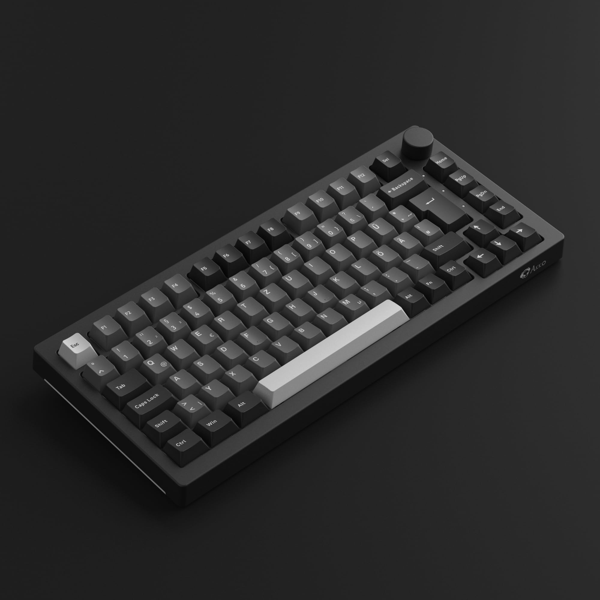 Akko 5075B Plus Gasket Mechanical Keyboard - 3 Mode (Wired/Bluetooth/2.4G), ISO DE/UK/Nordic Layout, 75% Compact RGB Gaming Keyboard with Hot-Swap Tactile Switch, Cherry PBT Keycap, Programmable with Rotary Knob (Black Silver) | Perfect for Office Work, Gaming & Typing Enthusiasts