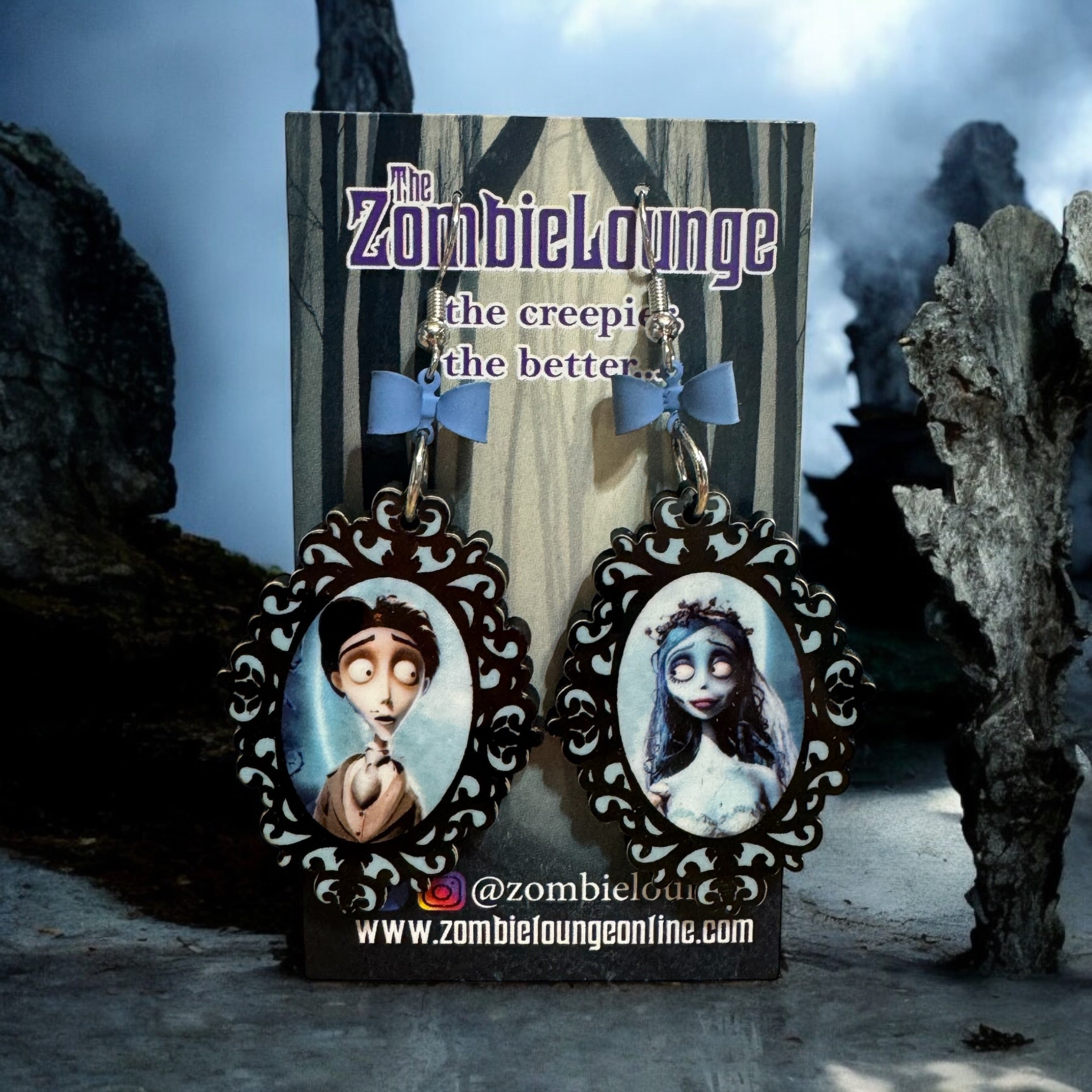 Corpse Bride Inspired Frame Earrings - Gothic Jewelry for Women - Perfect for Halloween, Cosplay, and Dark Fashion Accessories