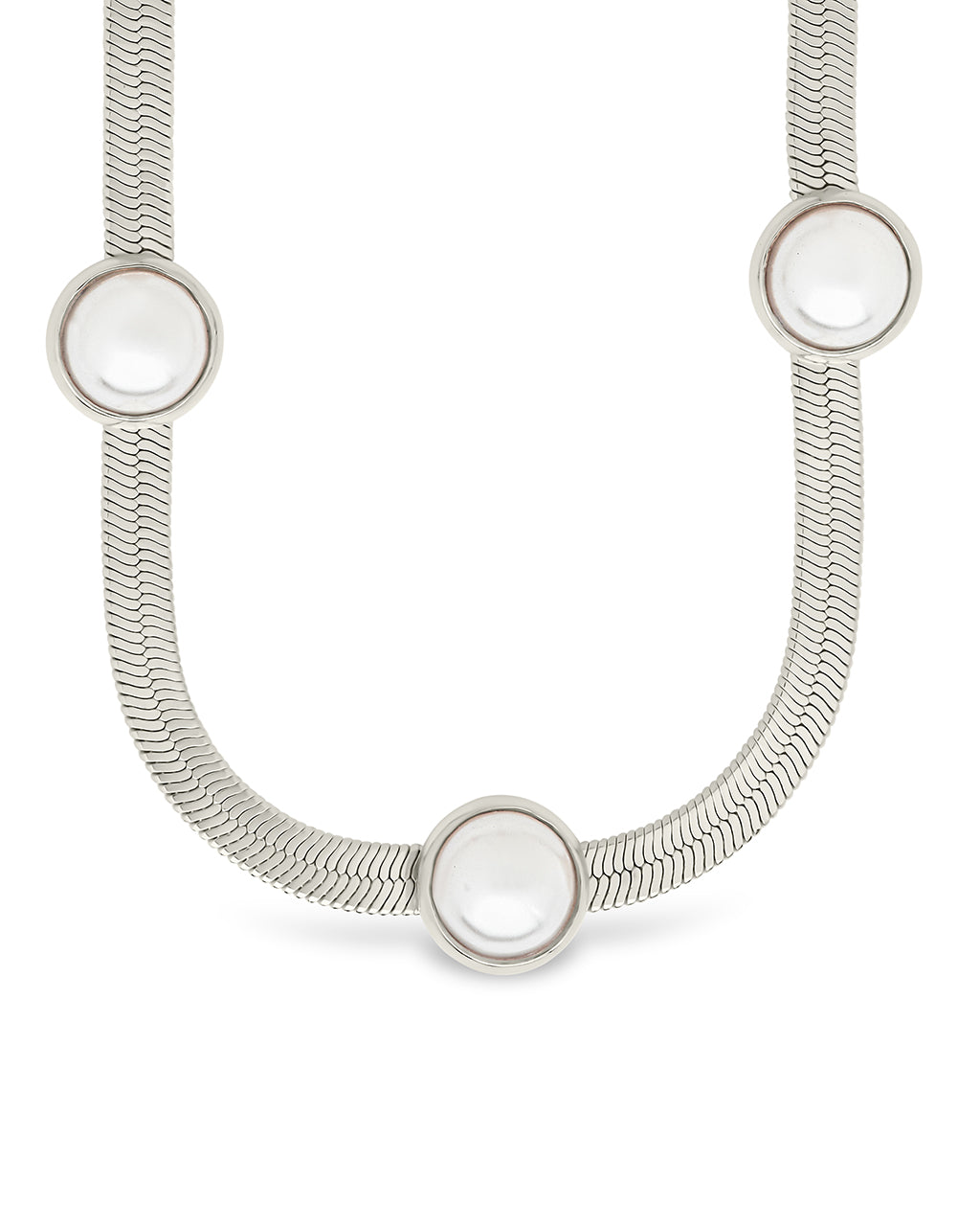 Elegant Pamela Stationed Pearl Herringbone Necklace - Vintage Pearl Jewelry for Women, Perfect for Weddings, Parties & Special Occasions