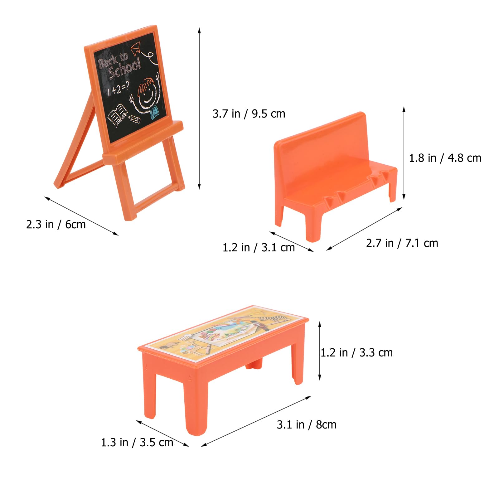 Miniature Classroom Furniture Set - Dollhouse Desk, Chair & Chalkboard - Realistic School Playset for Dollhouses - Perfect for Educational Play, Doll Display & Miniature School Scenes