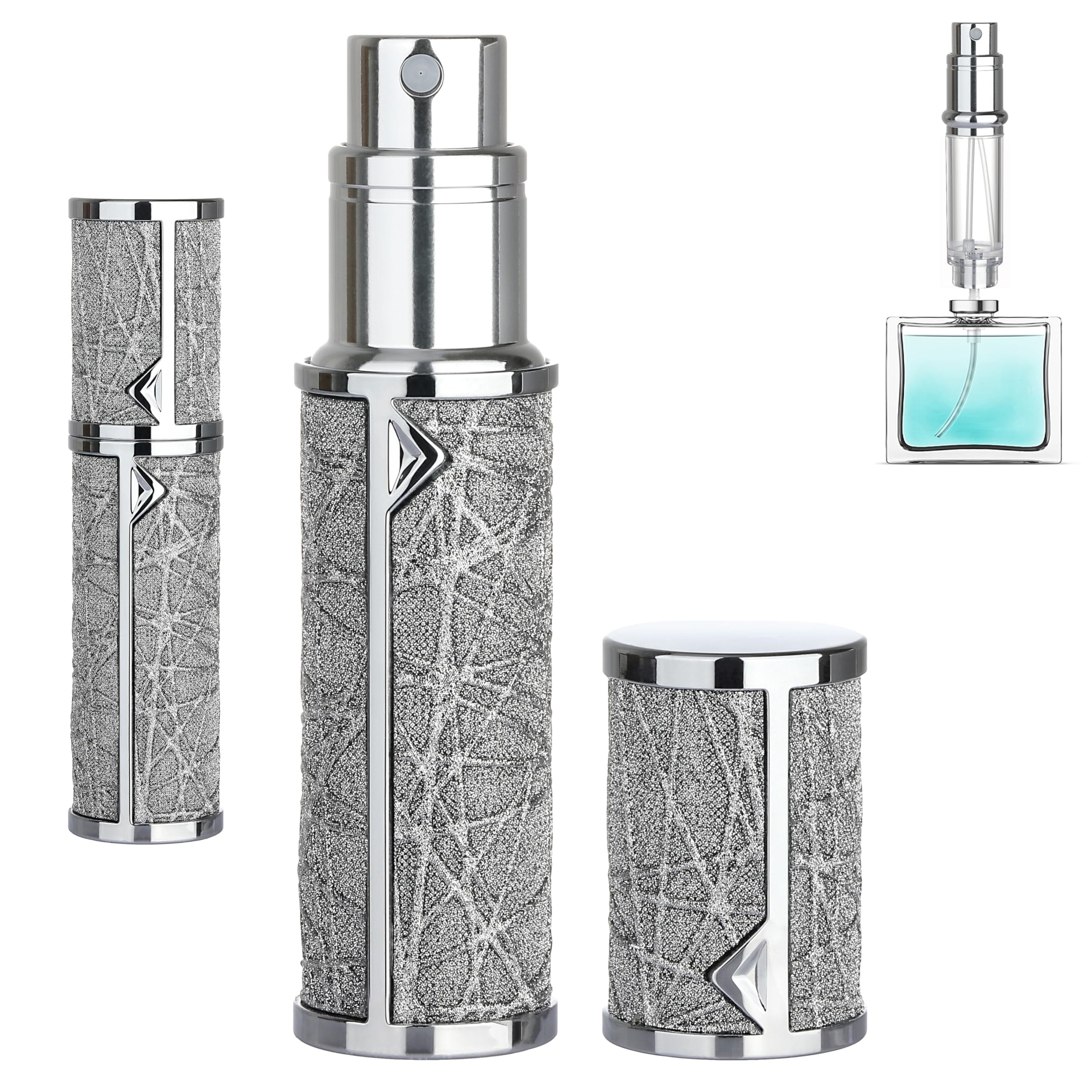 5ml Refillable Travel Perfume Atomizer Bottle - Luxury Portable Cologne Sprayer Pump for Women & Men | Perfect for Airplane Carry-On, Gym Bag, Purse & Vacation Essentials (Gray)