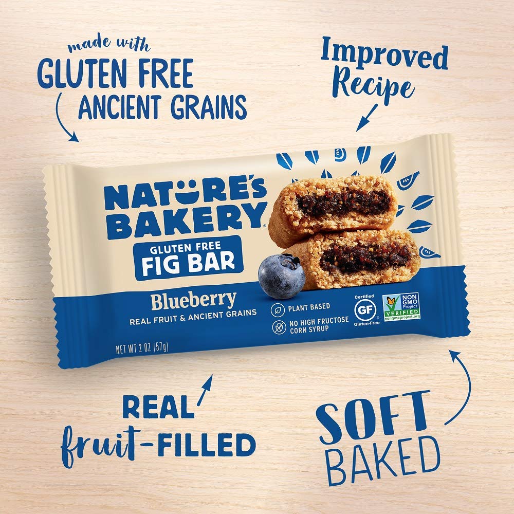 Nature's Bakery Gluten Free Fig Bars - Blueberry Flavor, Vegan & Non-GMO Snack Bars with Real Fruit, Pack of 7 (12 Count Each) | Healthy On-the-Go Snacks for Work, School & Outdoor Activities