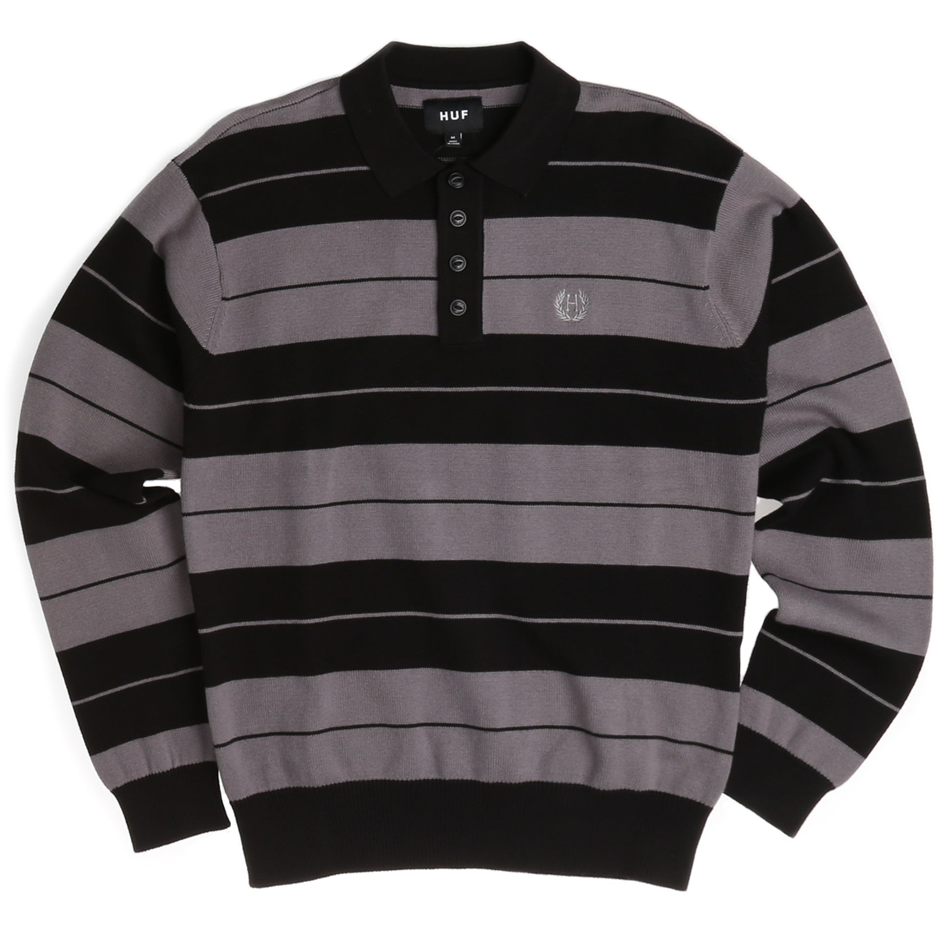 HUF Boyle Long Sleeve Rugby Polo Shirt for Men - Black | Casual & Athletic Wear for Street Style & Sports