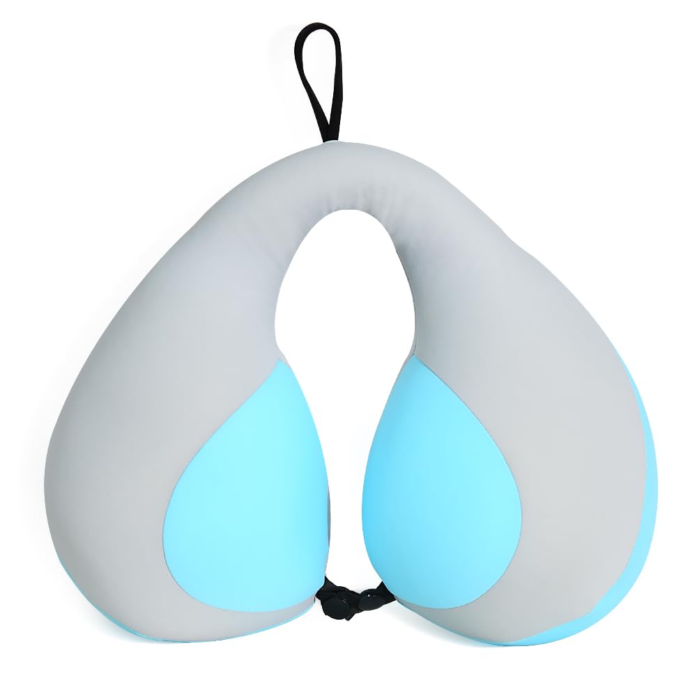MOOB Kids Travel Pillow for Car Seat - U-Shaped Neck Support Pillow for Toddlers & Children - Soft Stroller Pillow (Blue) - Perfect for Long Car Rides, Airplane Travel & Stroller Naps
