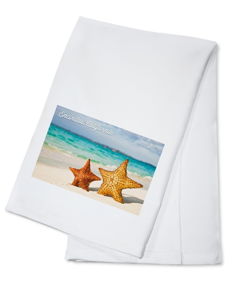 100% Cotton Tea Towel with Encinitas California Starfish Beach Design - Decorative Hand Towel for Kitchen, Bathroom & Home Decor | Perfect for Coastal Themed Homes, Beach House Gifts and Farmhouse Style Kitchens