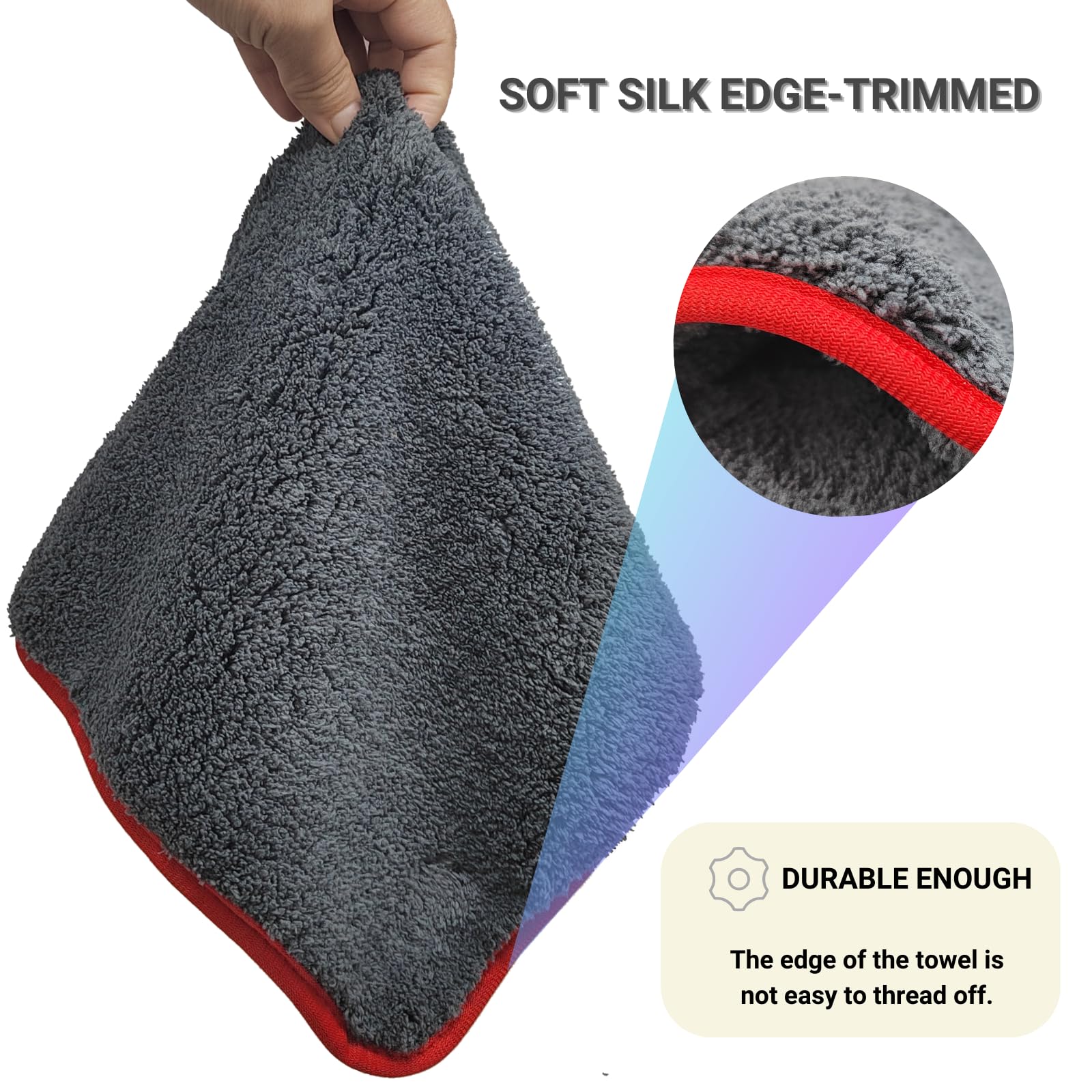 Premium 1300GSM Ultra Thick Microfiber Detailing Towels (3-Pack) - Super Absorbent Plush Car Drying Towels for Cars, Trucks & SUVs - 16