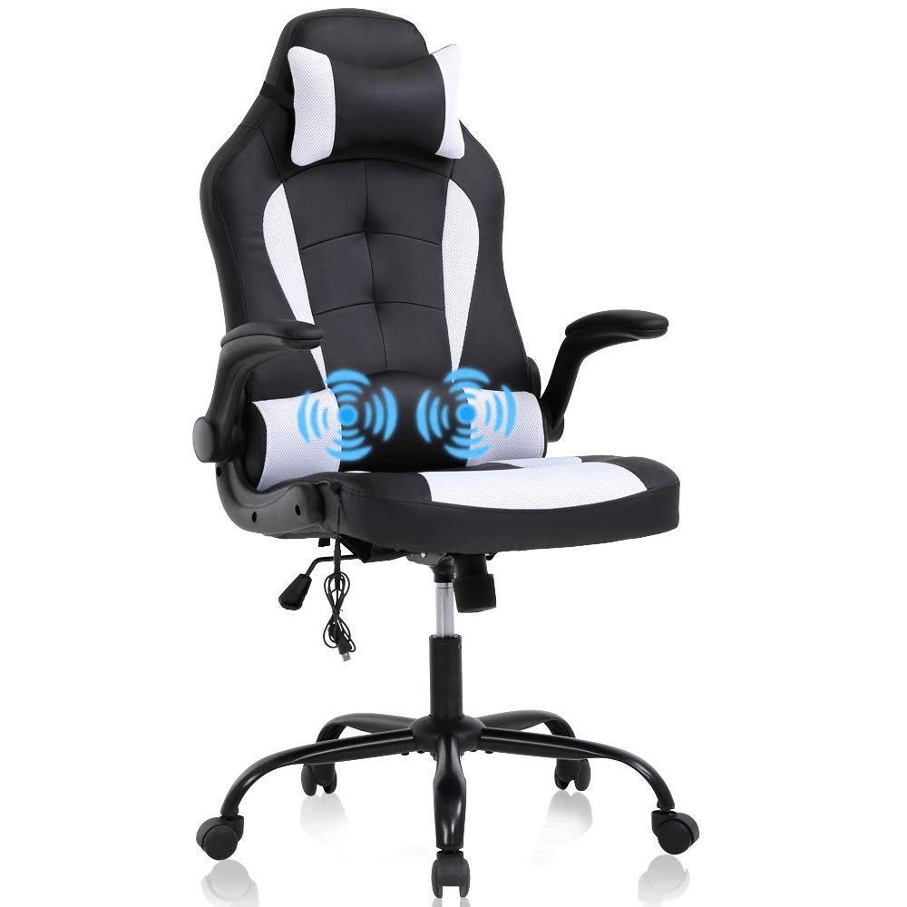 Ergonomic Gaming & Office Chair with Lumbar Support, Adjustable Height & Flip-up Arms - High Back PU Leather Executive Desk Chair for Adults - Perfect for Home Office, Gaming Setup & Workstation Comfort